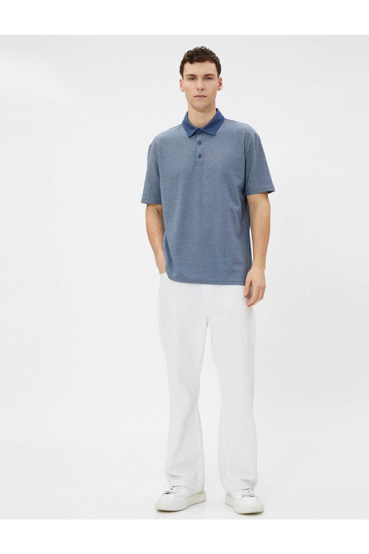 تیشرت پولو آستین کوتاه نخی