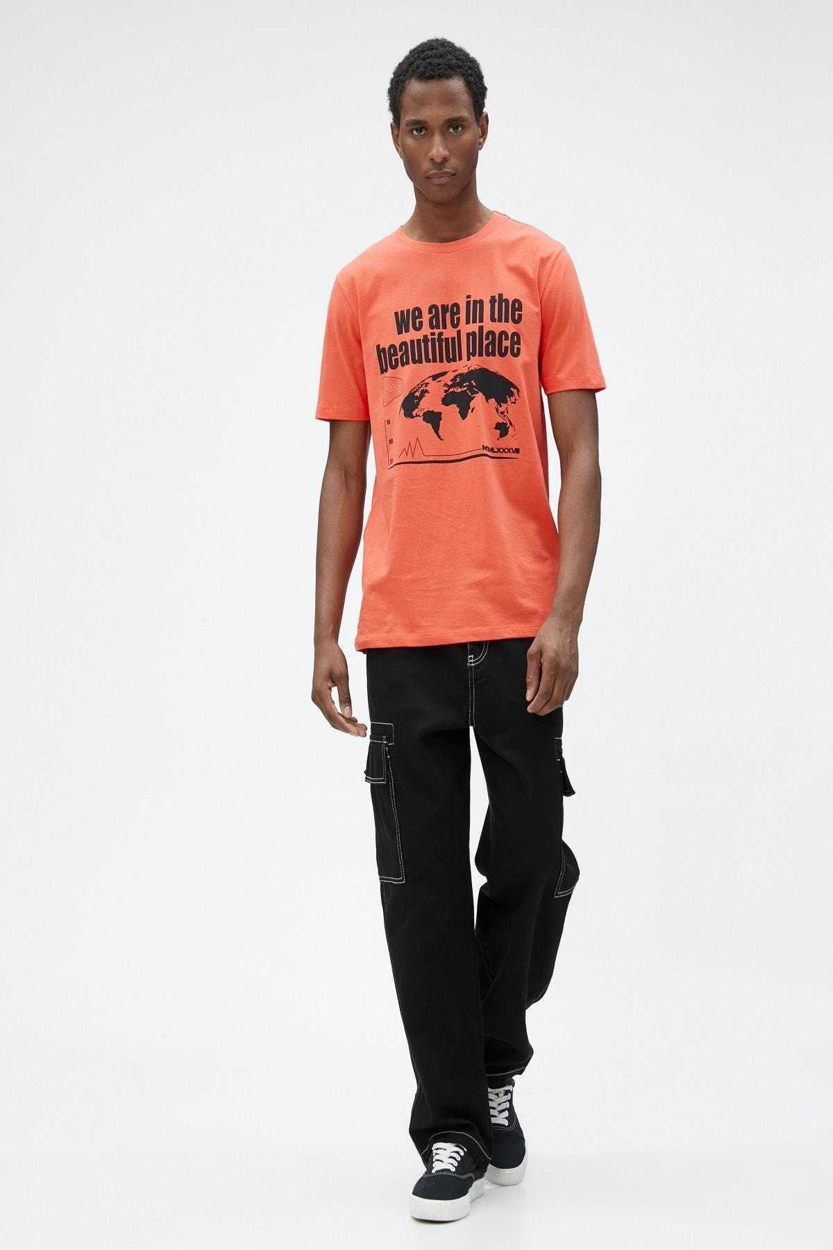 تیشرت چاپ شعار یقه خدمه اسلیم فیت نخی