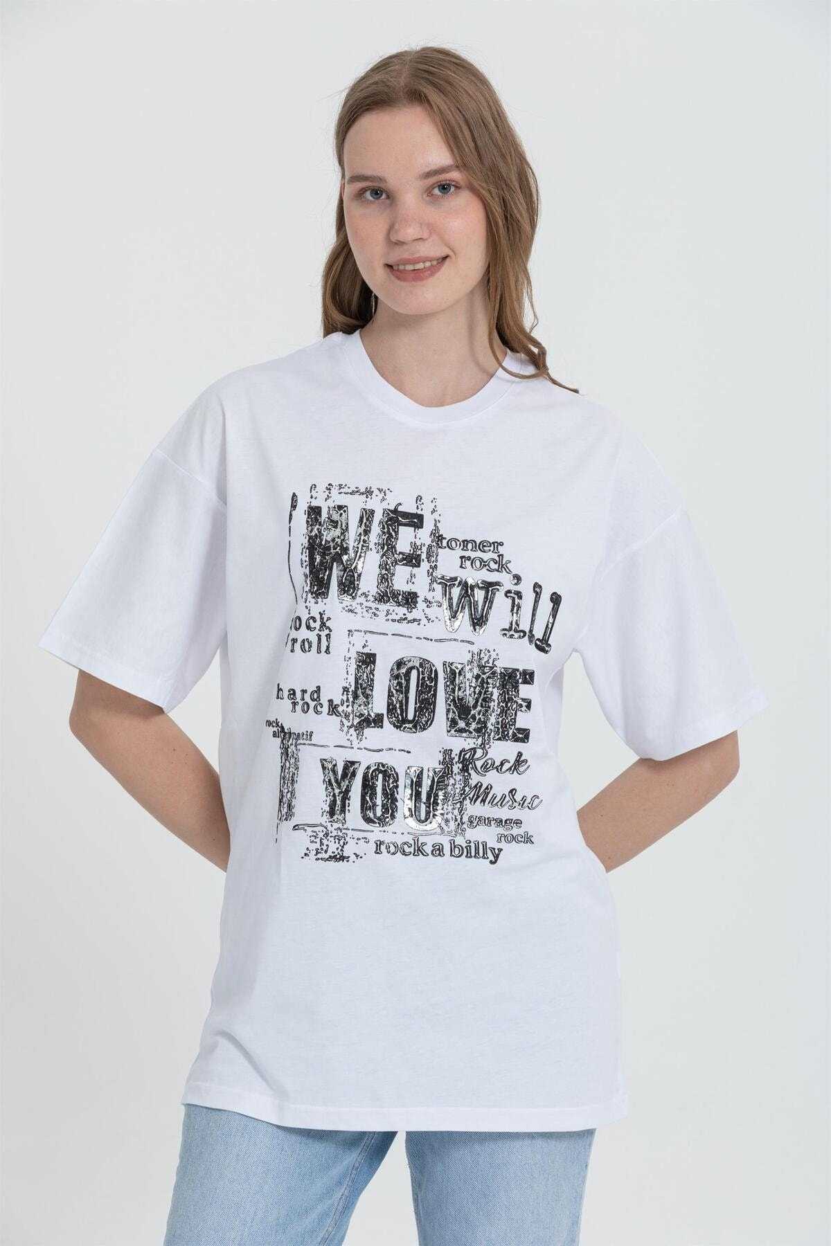 تیشرت با چاپ برجسته نقره R-5712