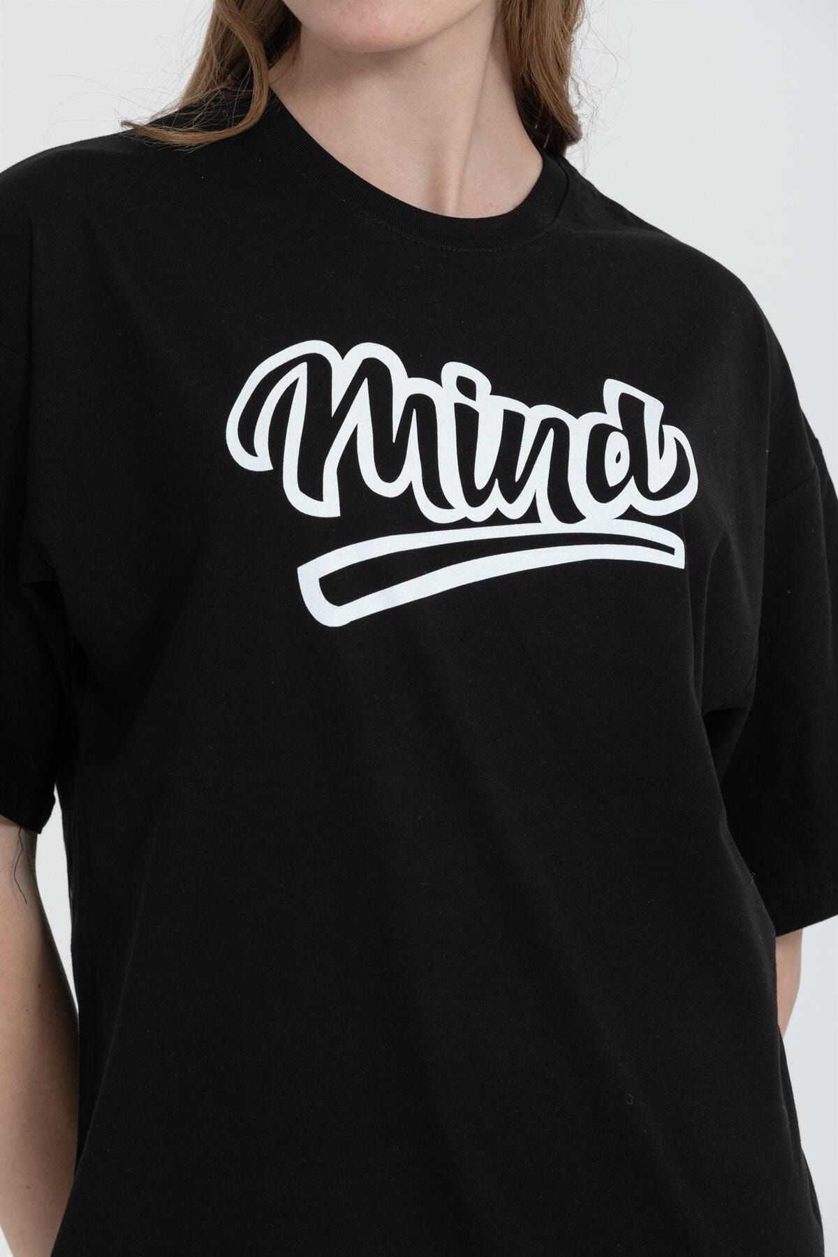تیشرت R-5738 Crew Neck Oversize Mind Printed