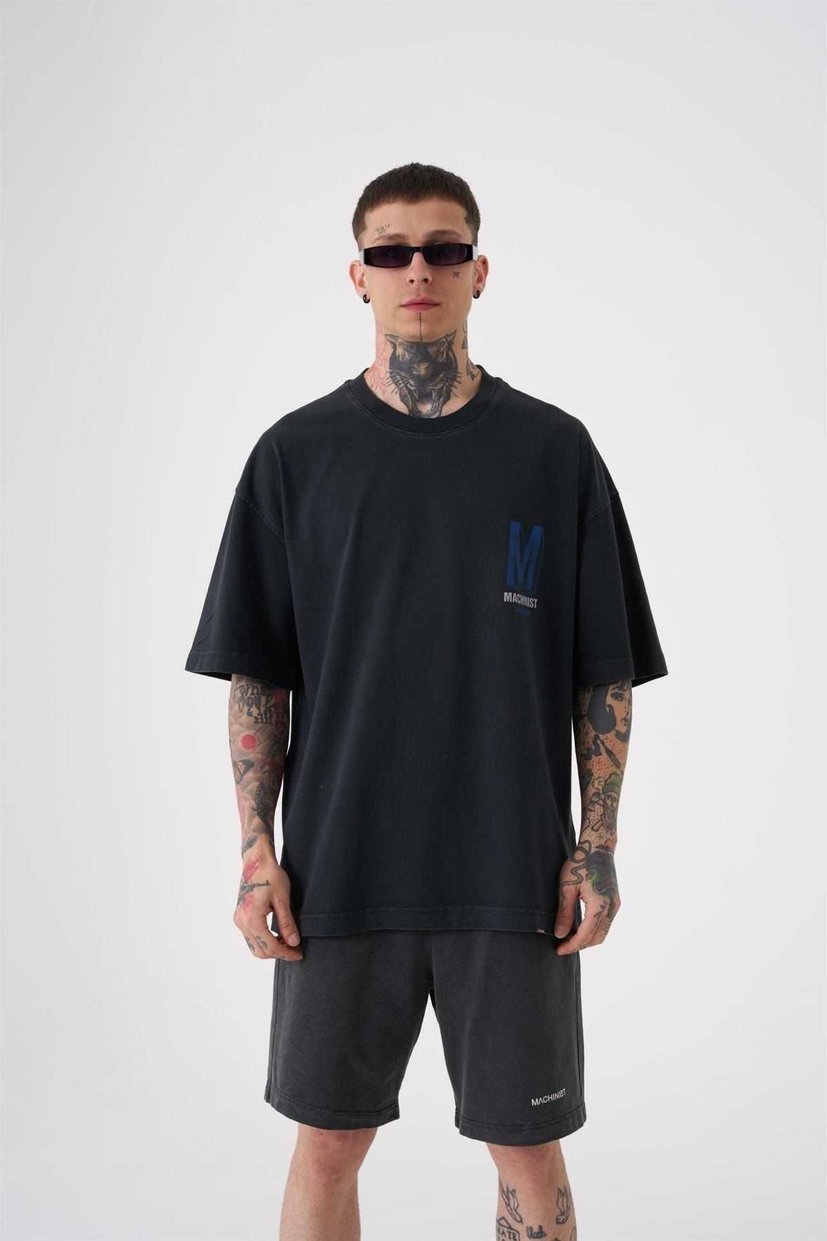 تیشرت پرینت شسته ONENINE87 ASP-BLUE