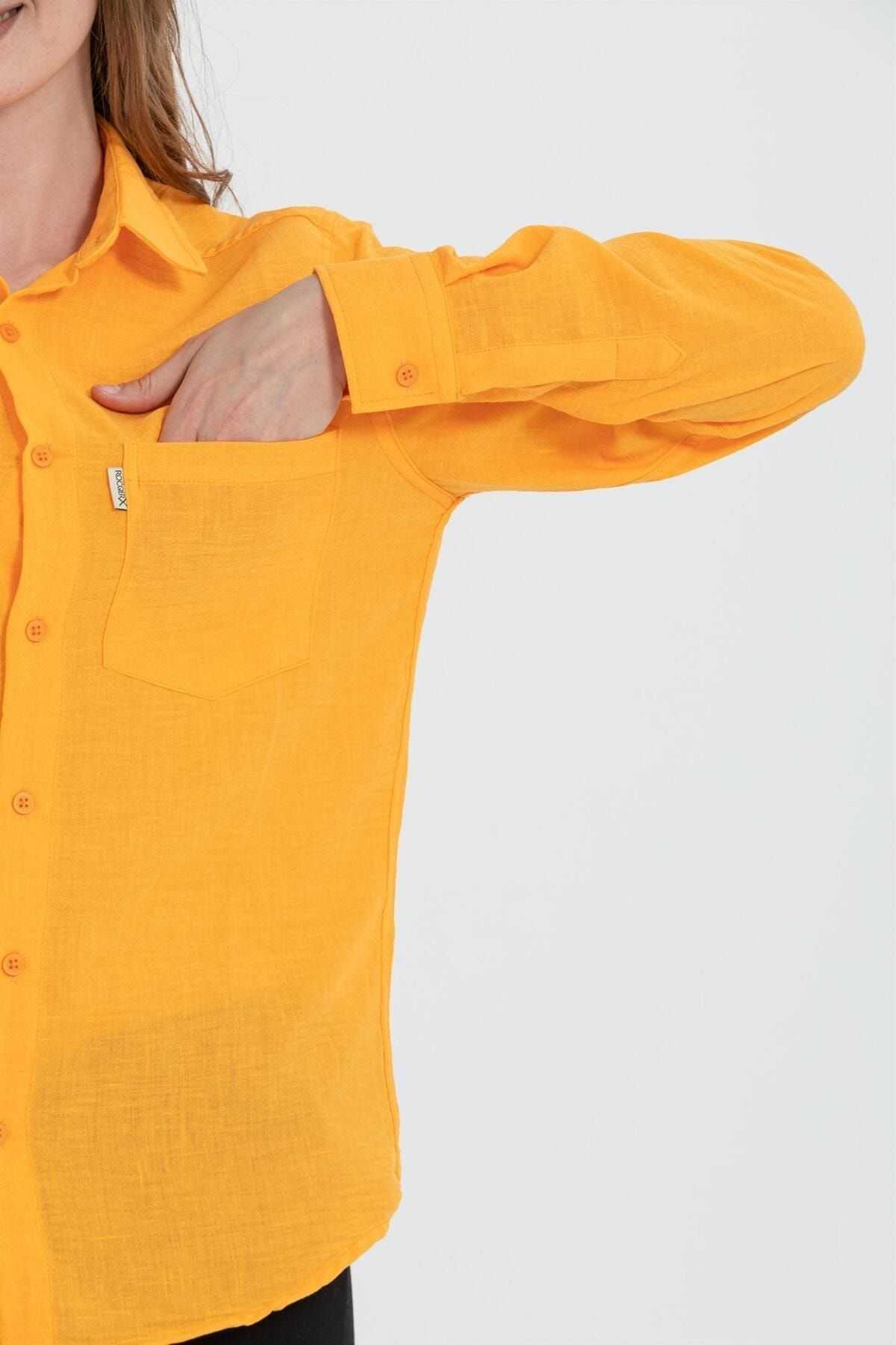 پیراهن آستین بلند یقه ای R-3935 تک جیب