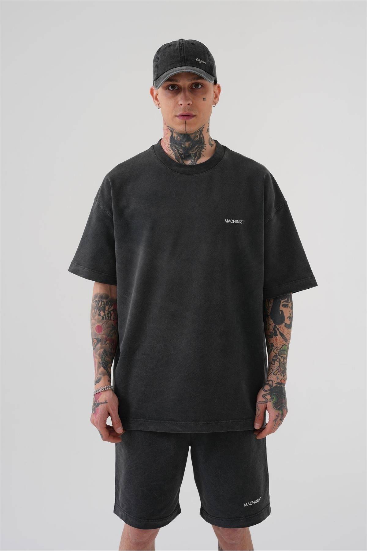 تیشرت یونیکس اوورسایز شسته شده لوکس پایه خاکستری