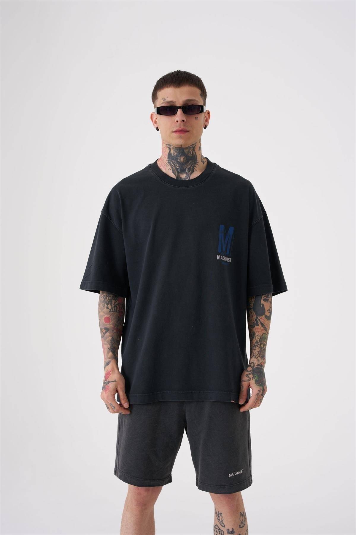 تیشرت پرینت شسته ONENINE87 ASP-BLUE