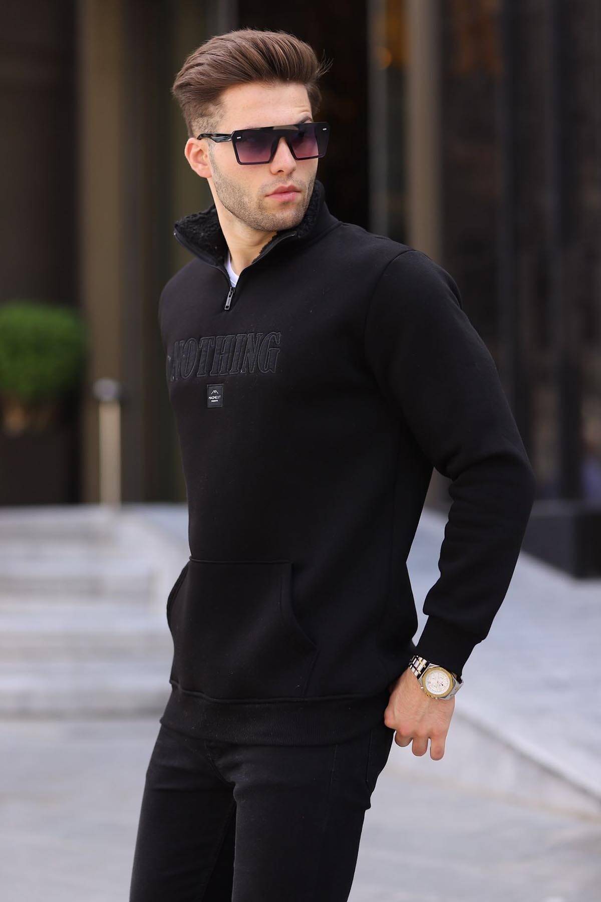 سویشرت سبز نعنایی با جزئیات زیپ