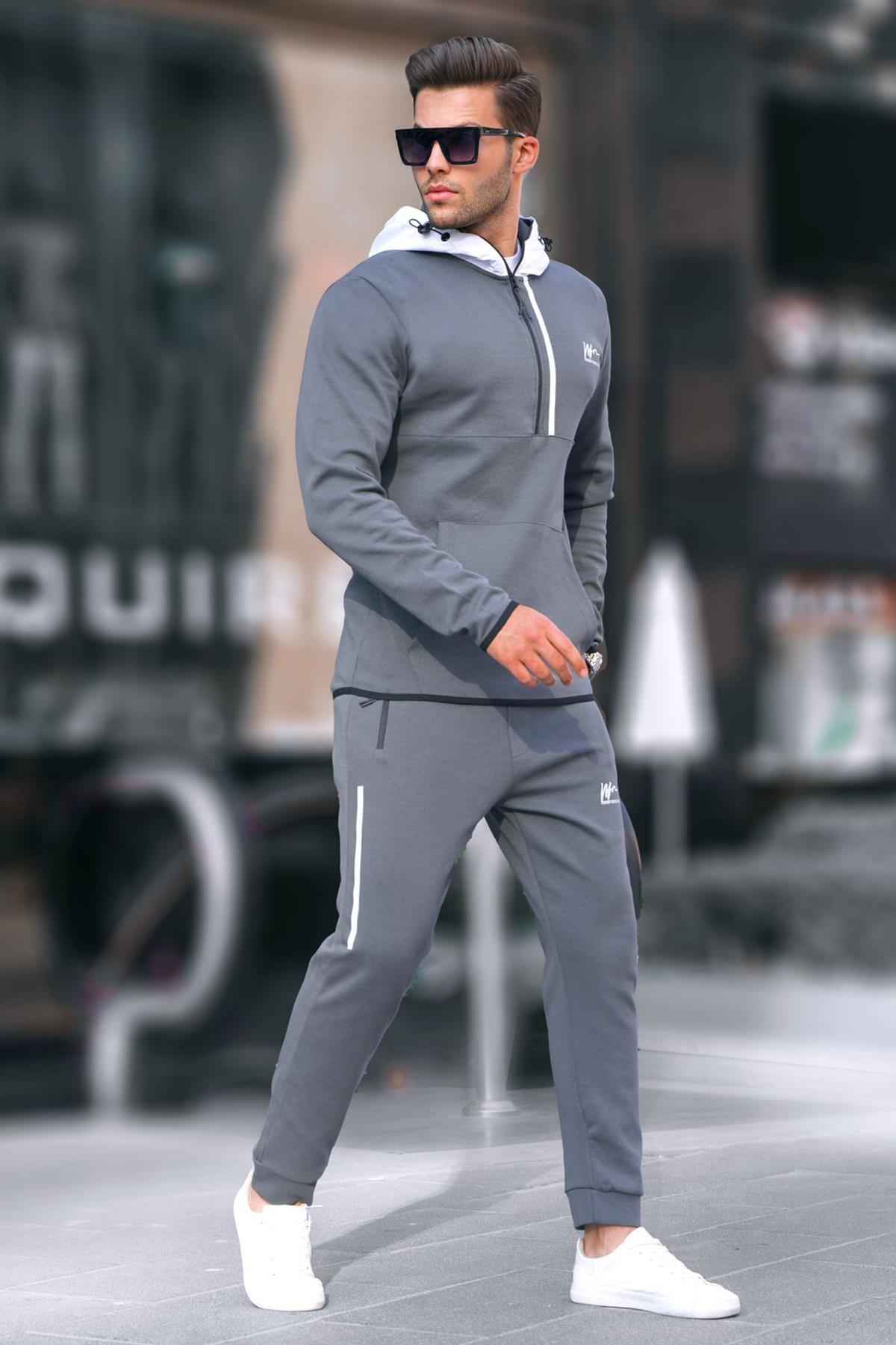 لباس ورزشی مردانه کلاهدار زیپ دار Grimelange 6843