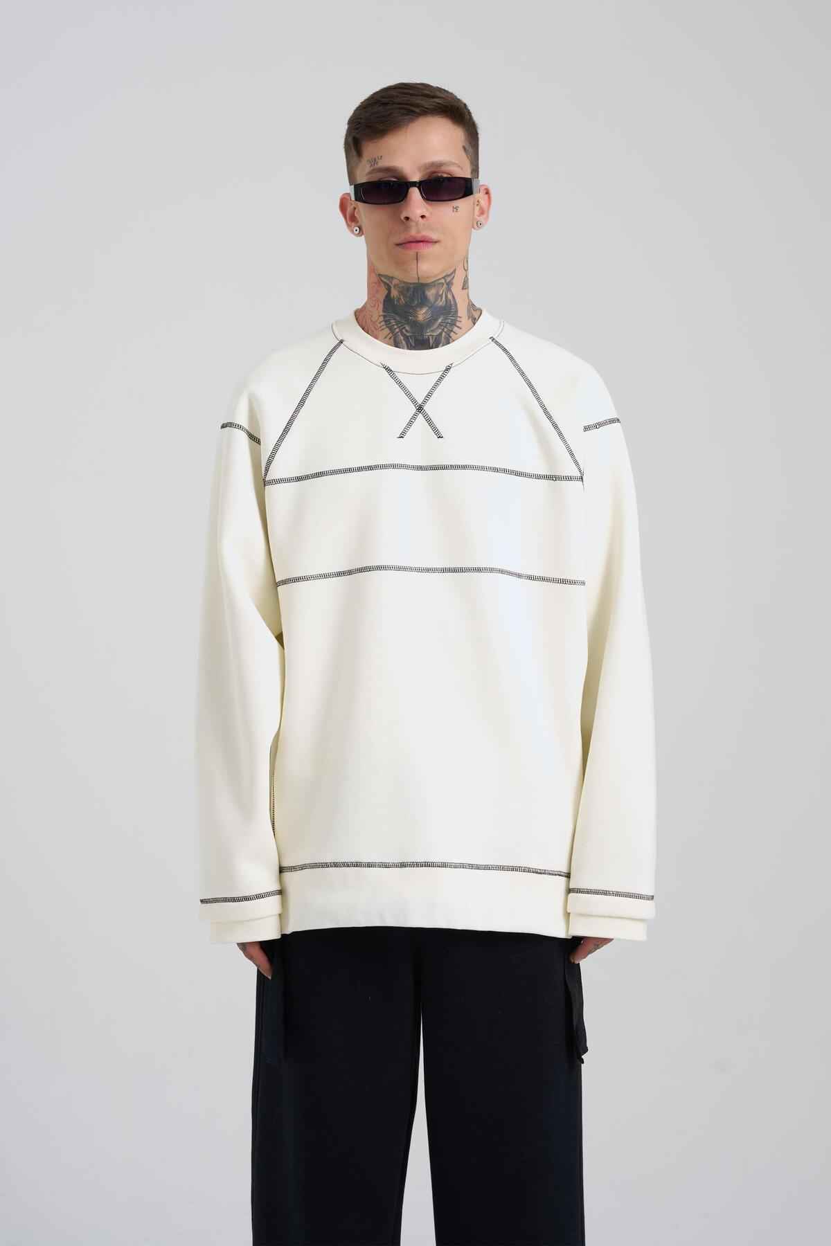 سوئیشرت مردانه با جزئیات دوخت اکرو سایز بزرگ