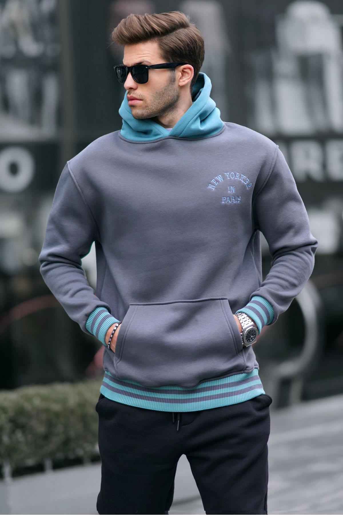 سویشرت سبز نعنایی سرپوش دار