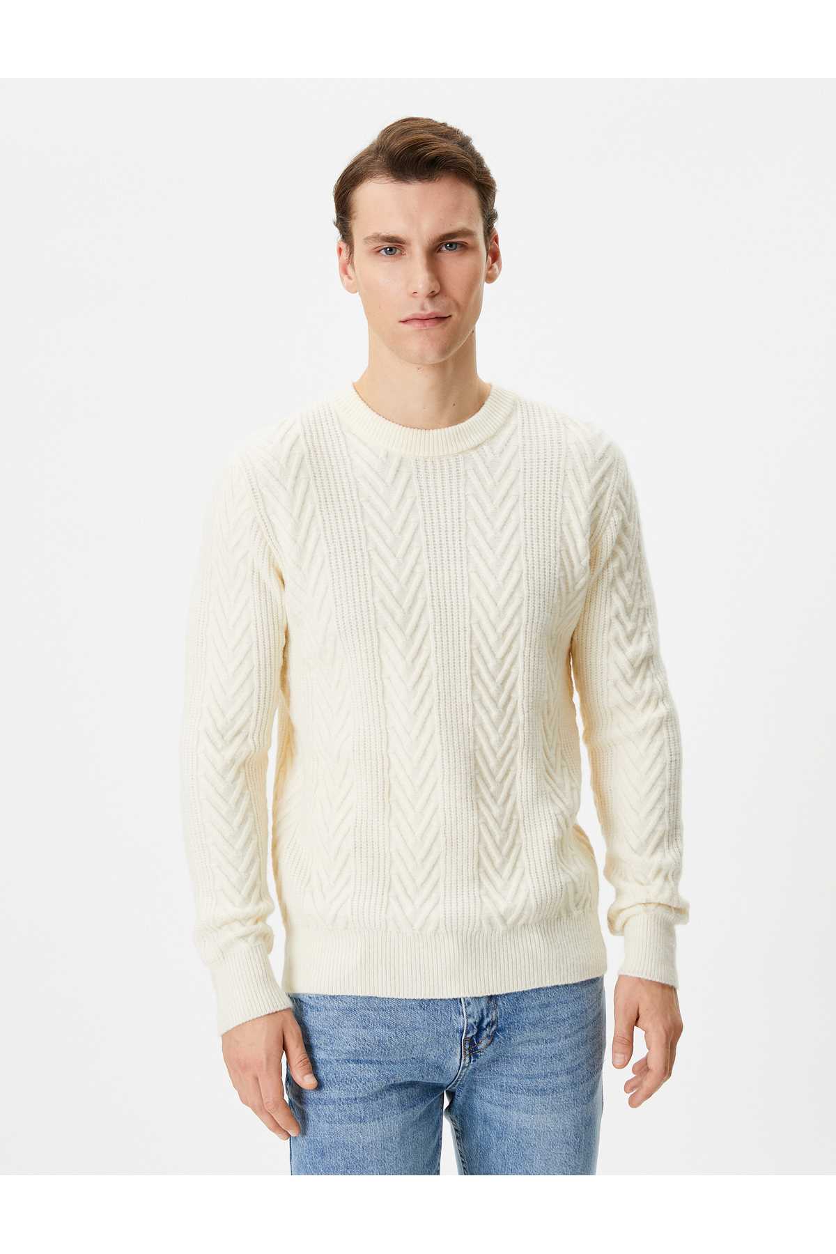 ژاکت بافتنی یقه آستین بلند بافتنی