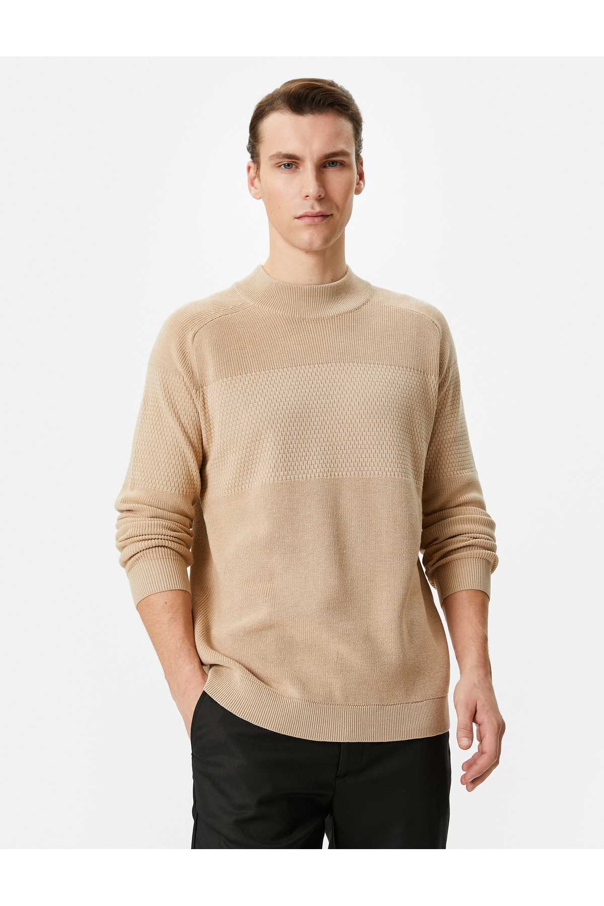 ژاکت بافتنی نیم یقه یقه اسلیم فیت بافت