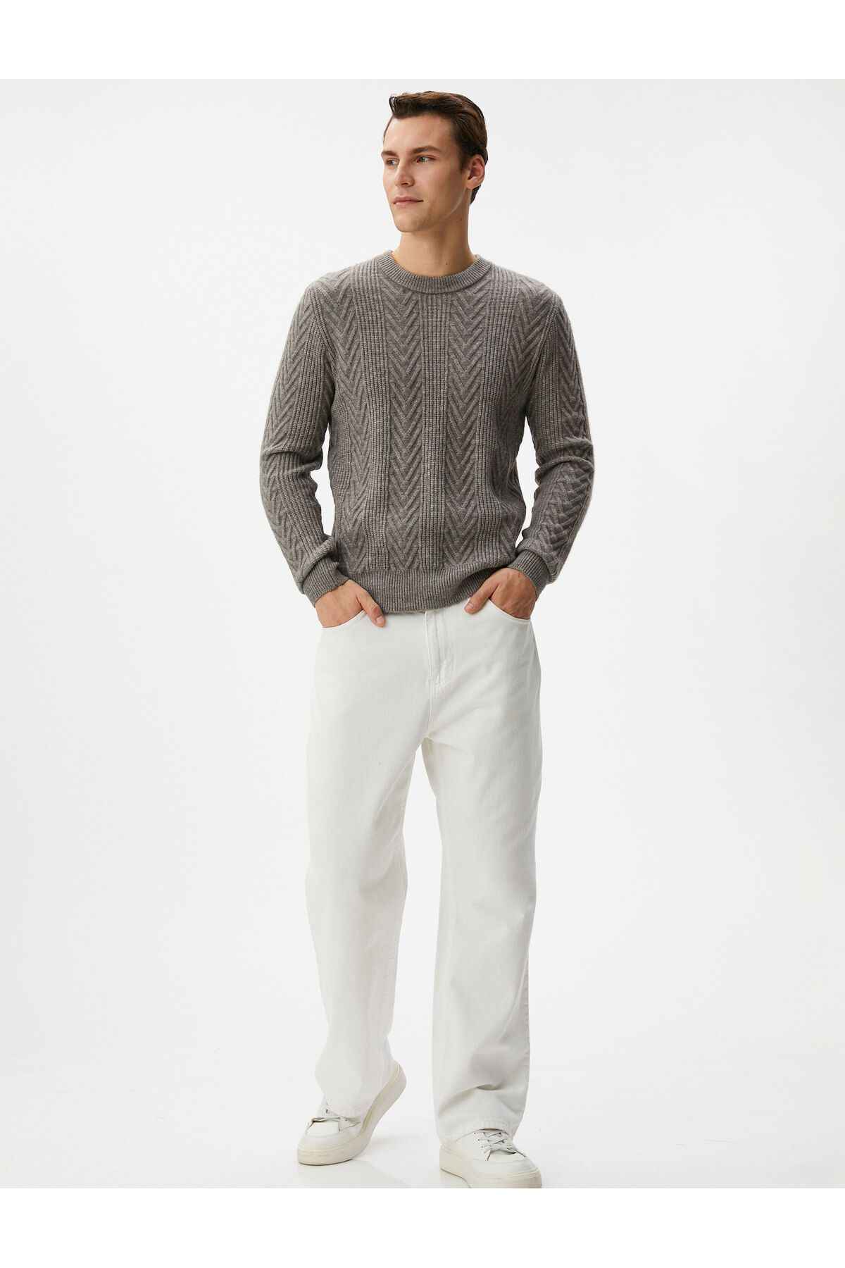 ژاکت بافتنی یقه آستین بلند بافتنی