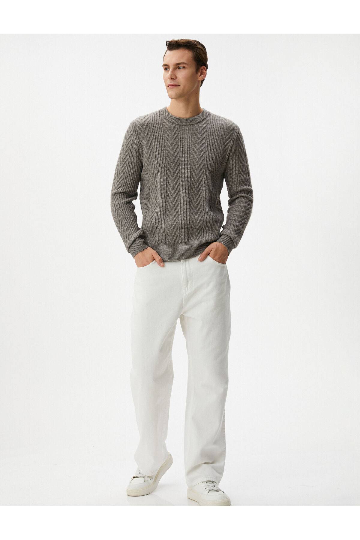 ژاکت بافتنی یقه آستین بلند بافتنی