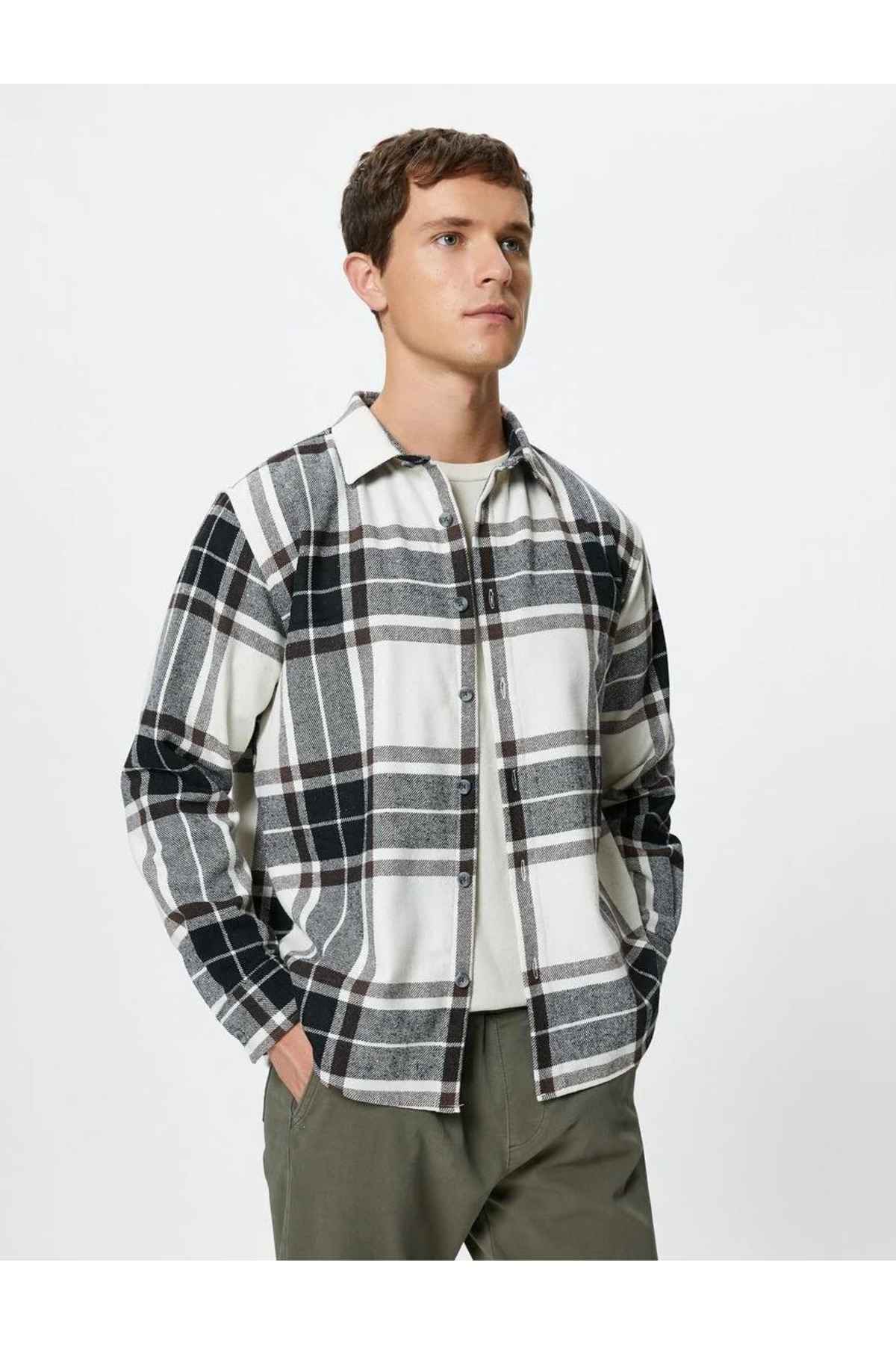 پیراهن یقه کلاسیک دکمه دار آستین بلند