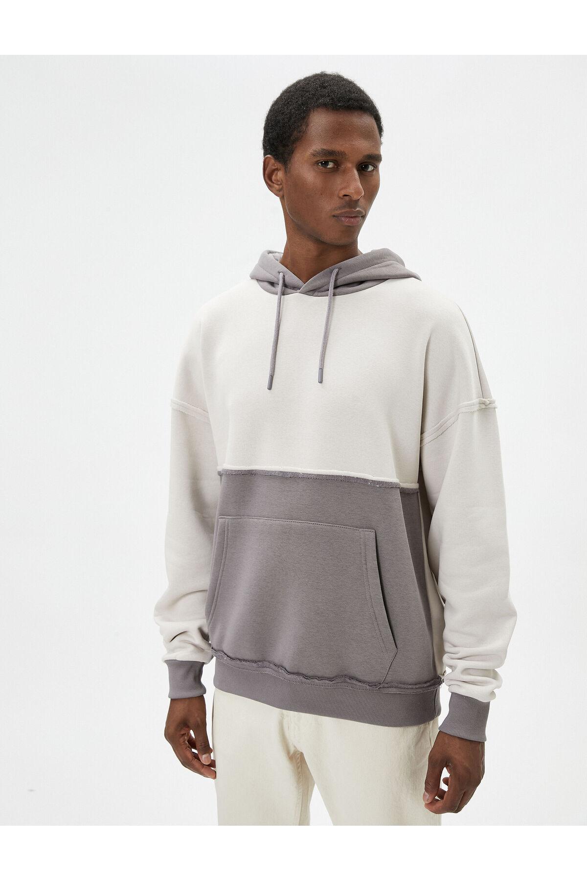 سویشرت کلاهدار بزرگ با جزئیات دوخت، جیب کانگورویی، بلوک رنگی