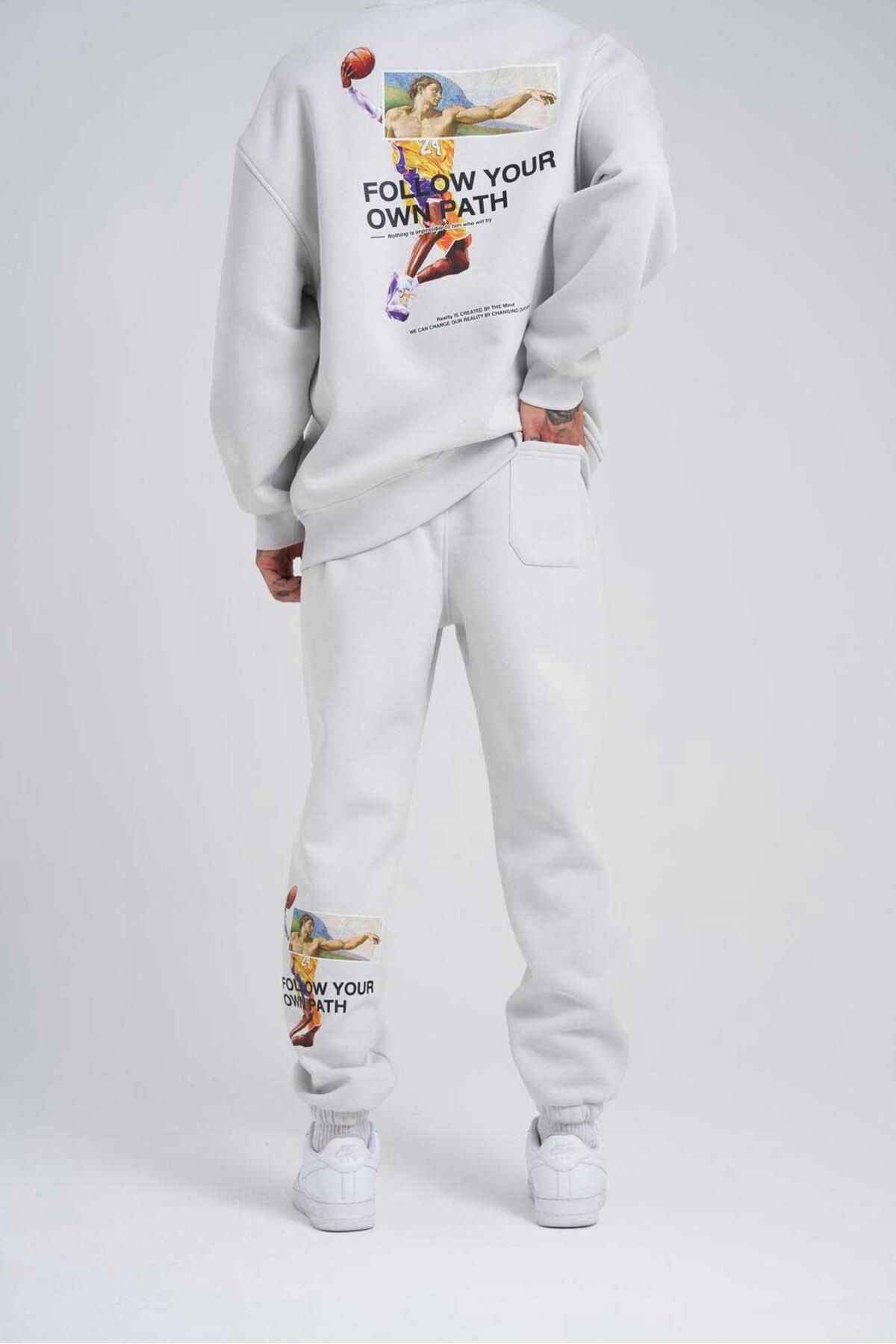 مردانه شلوار گرمکن خاکستری چاپ شده خود را دنبال کنید