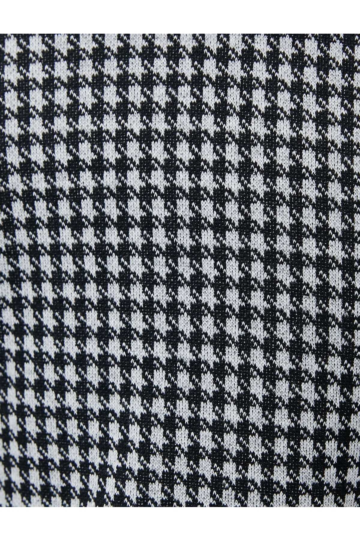 ژاکت یقه خدمه مدل Houndstooth آستین بلند