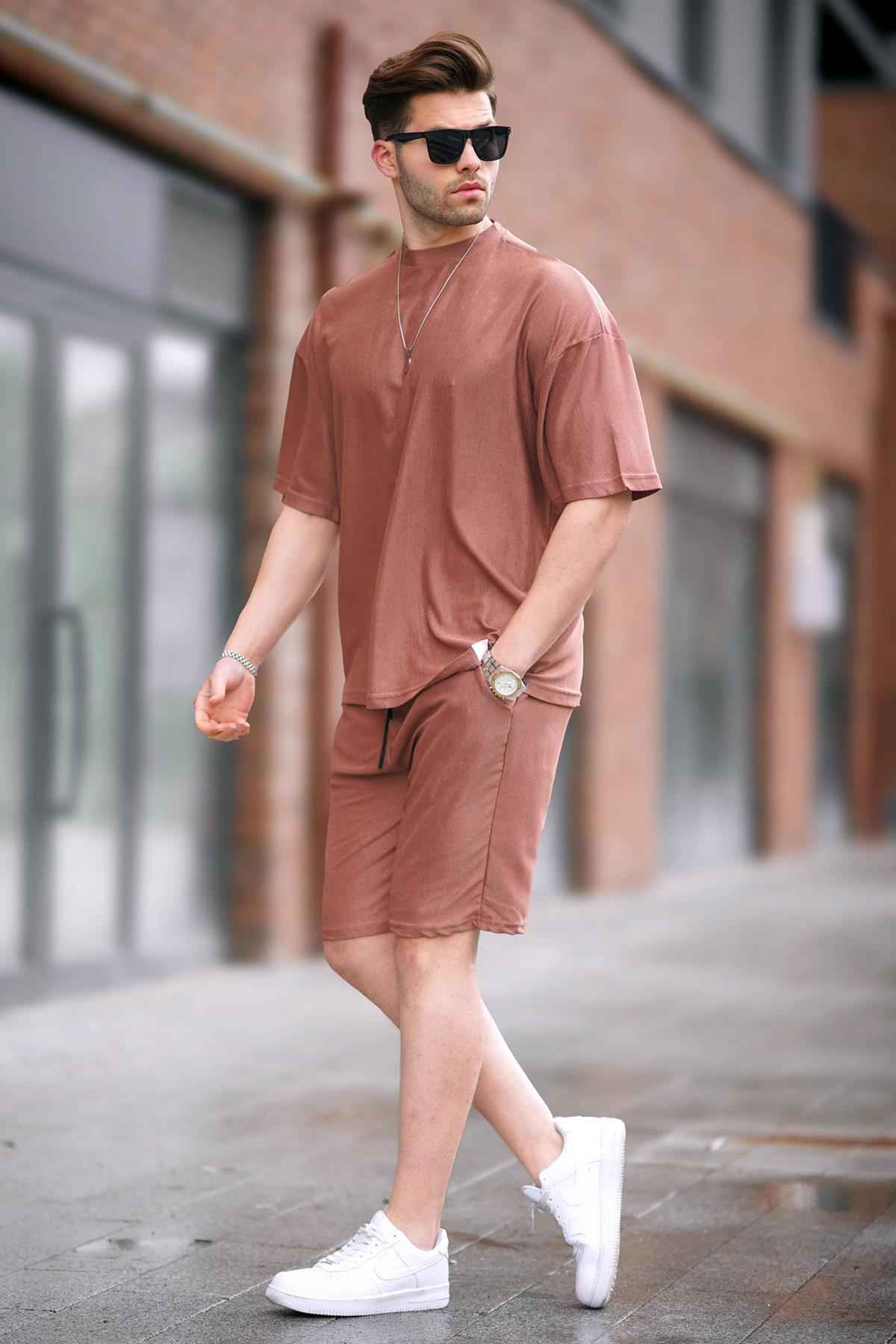 ست شلوارک مردانه یقه سبز نعناعی