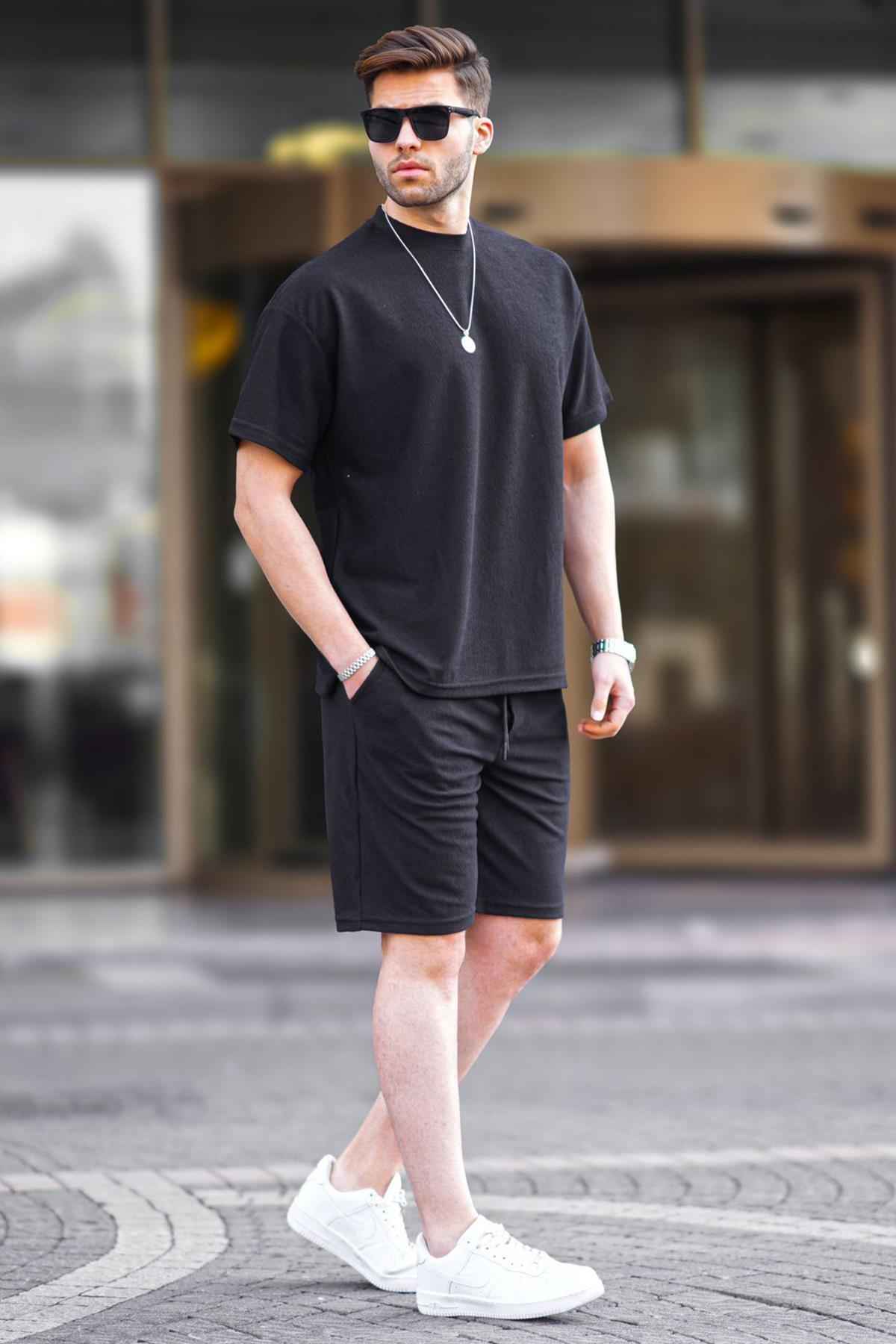 ست شلوارک مردانه بیسیک خاکستری رنگ شده