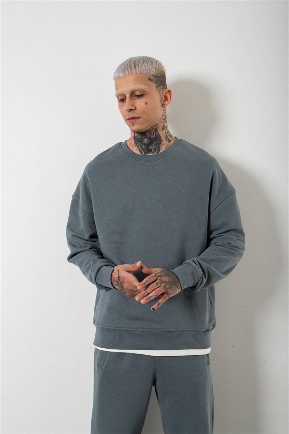 سویشرت مردانه پایه جامد خاکستری روشن