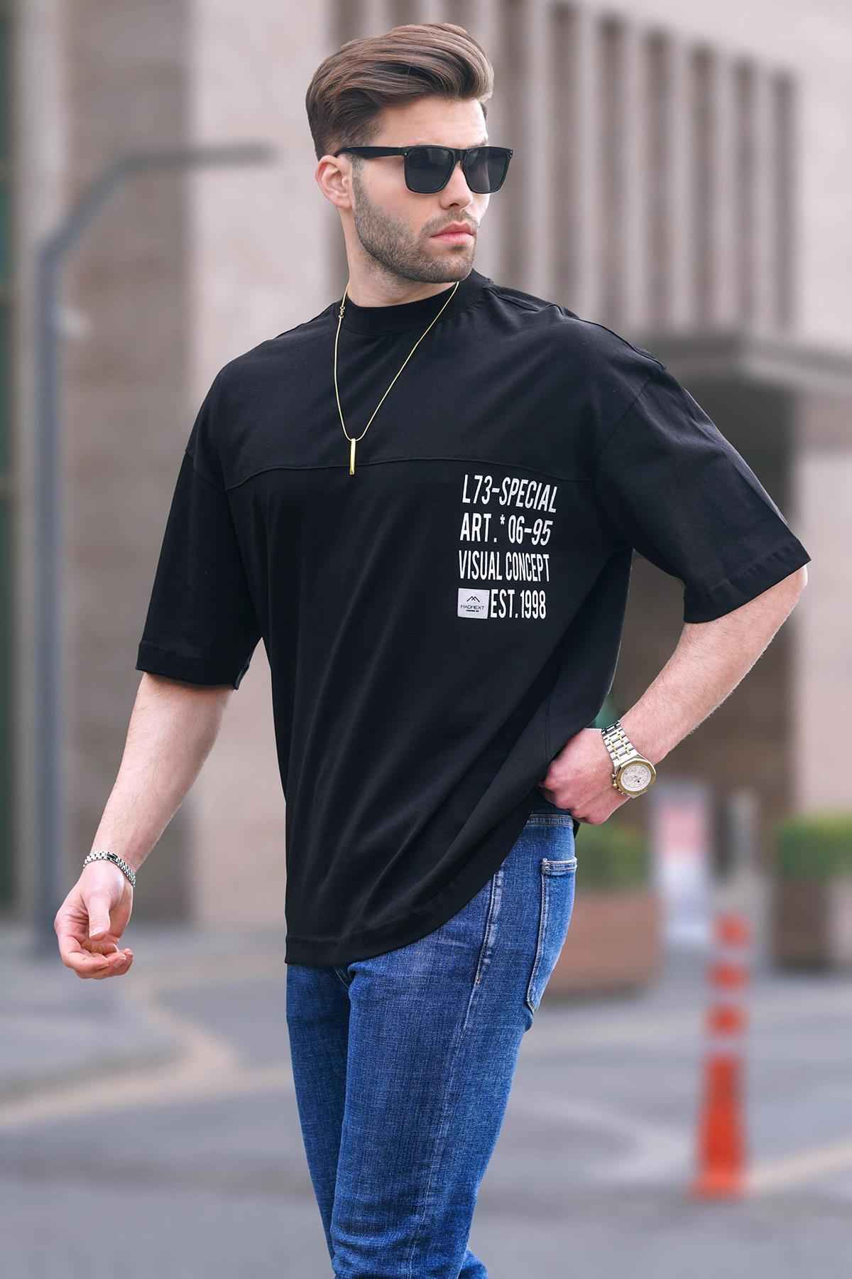 تیشرت مردانه چاپی اورسایز مشکی