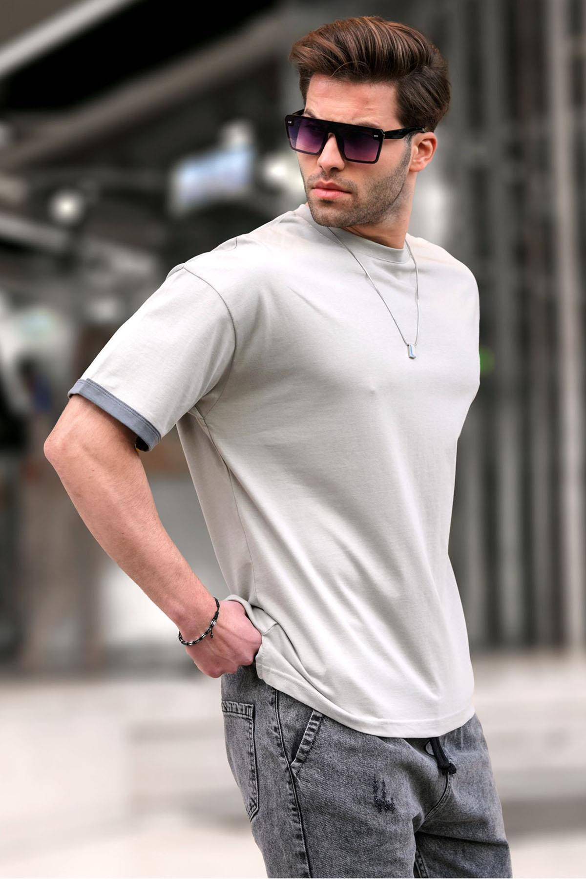 تیشرت یقه خدمه خاکستری رنگ شده