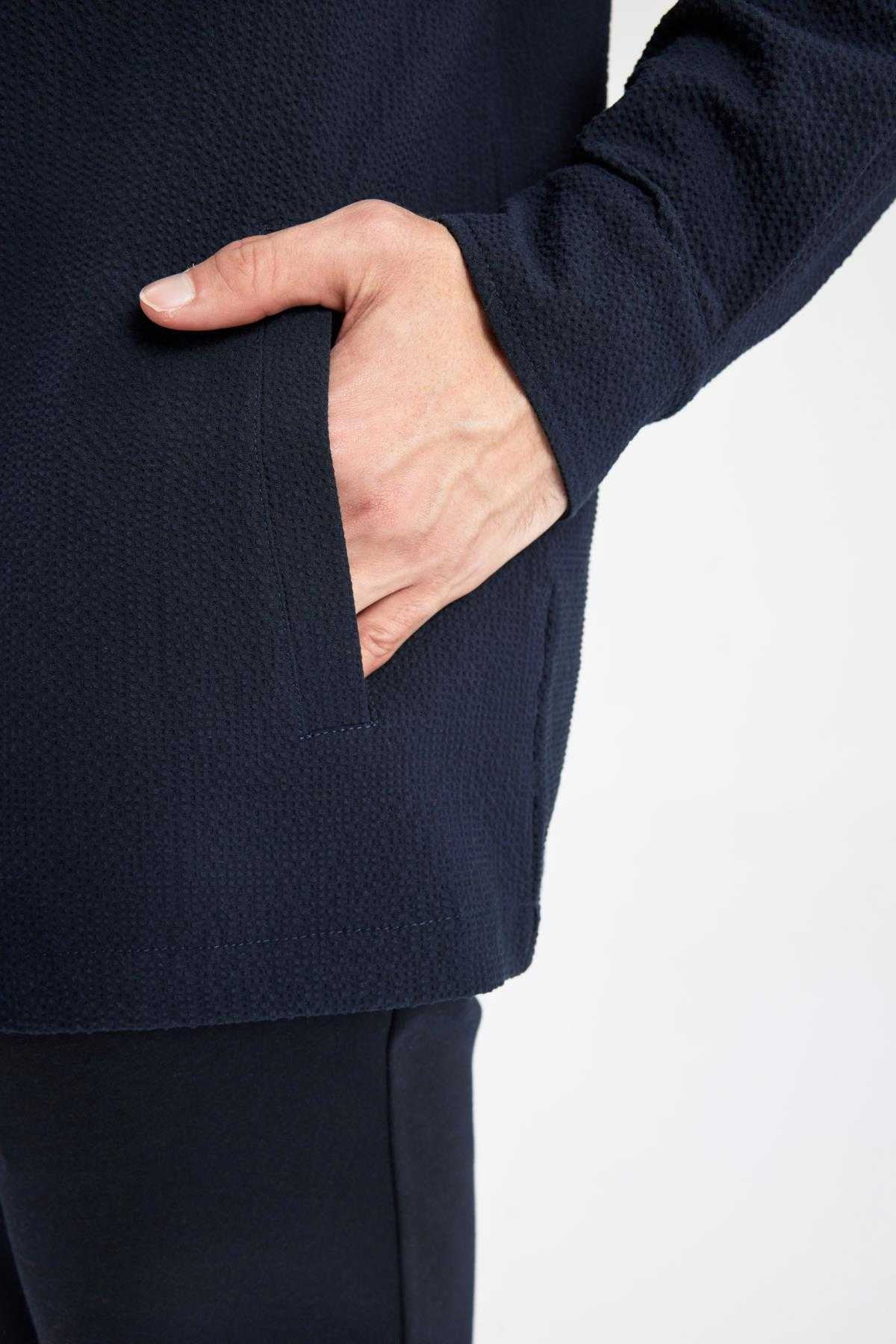 پیراهن بافت دار یقه چوگان با تناسب معمولی