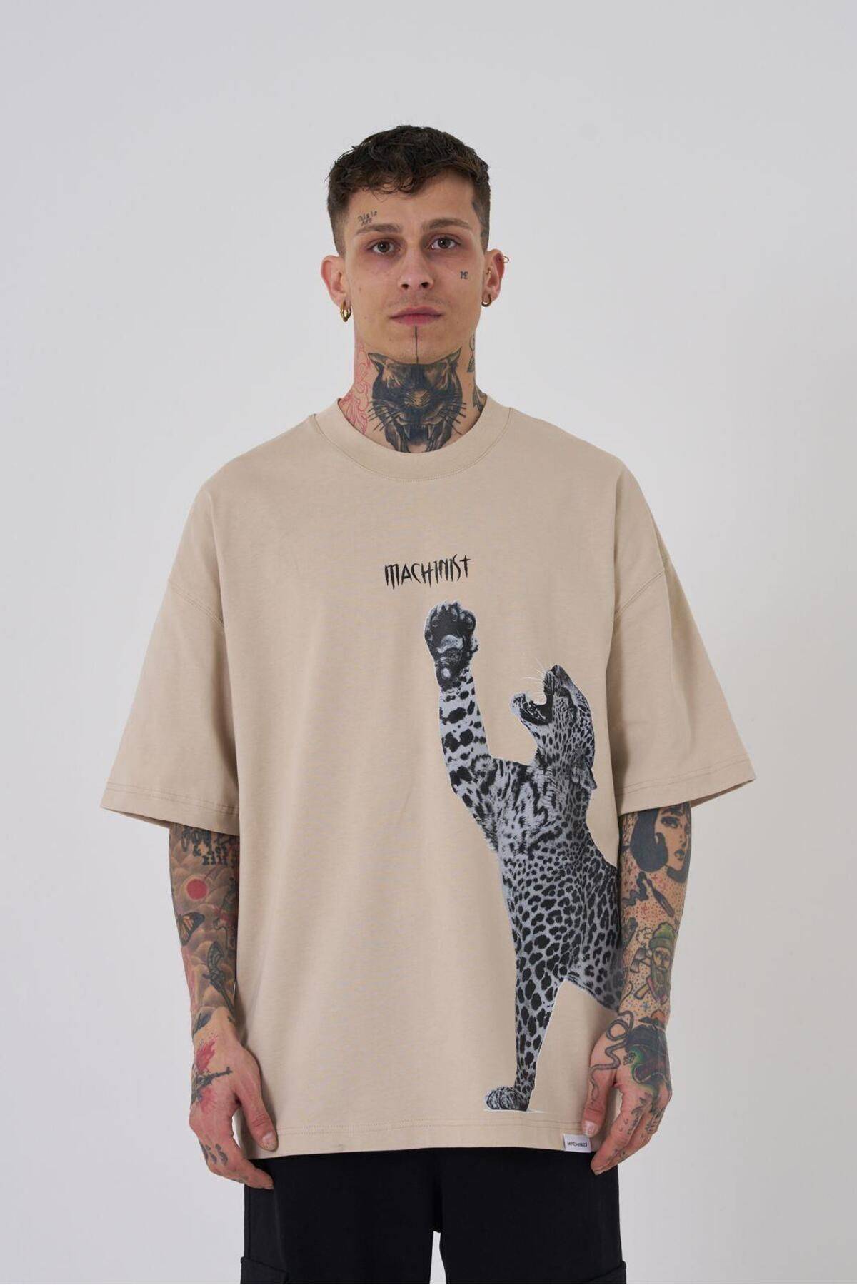 تیشرت مردانه طرح پلنگی سایز سبز روشن