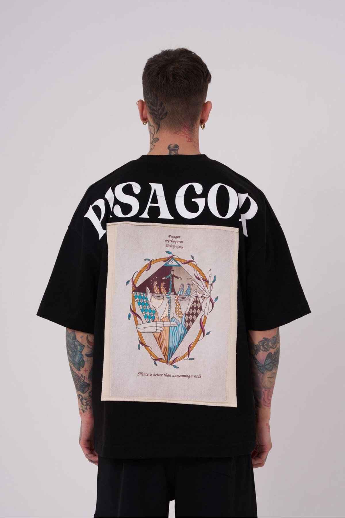 تیشرت قهوه ای سایز بزرگ با چاپ پیثاغورس ممتاز مردانه