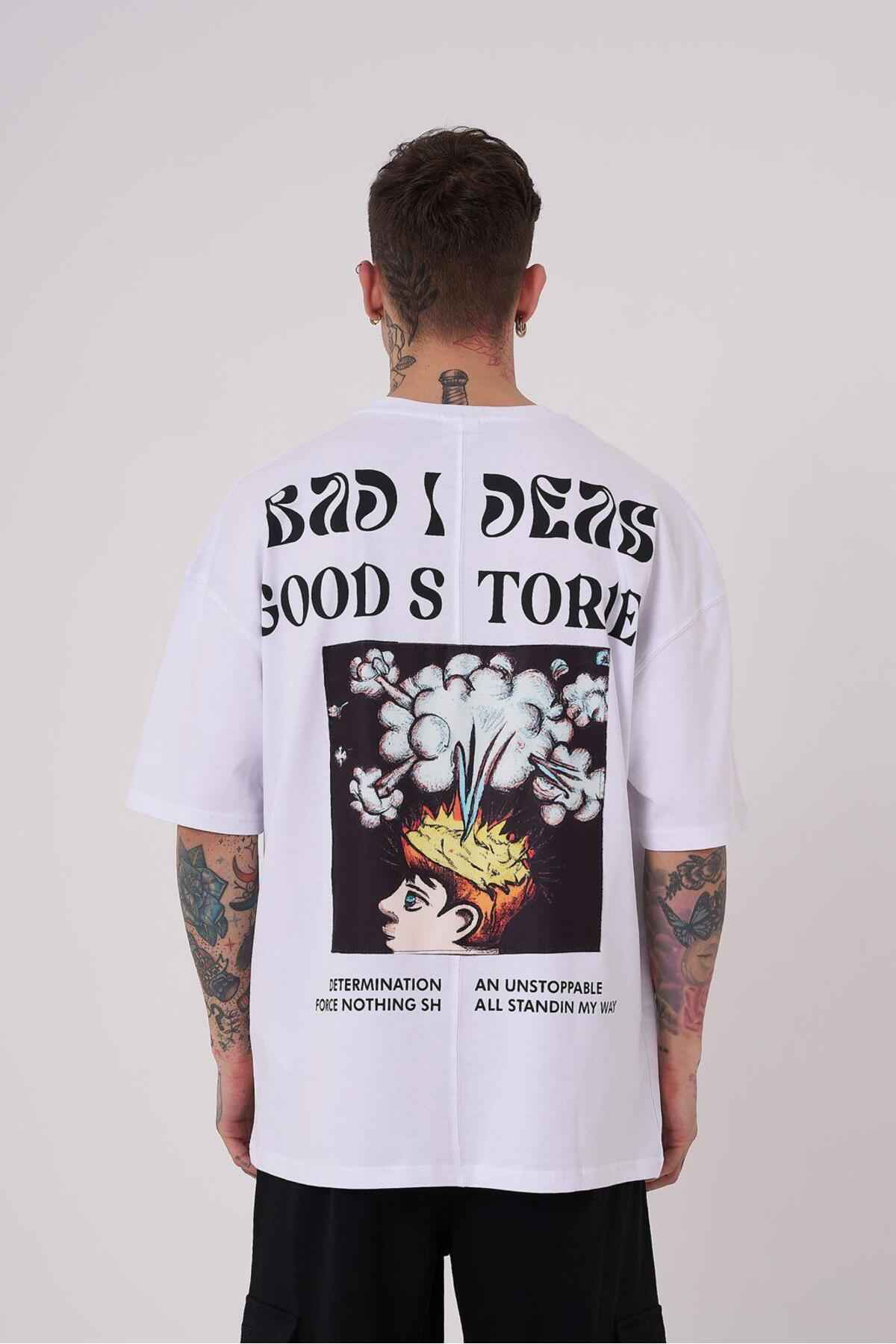 تیشرت سفید سایز بزرگ چاپ داستان های خوب مردانه