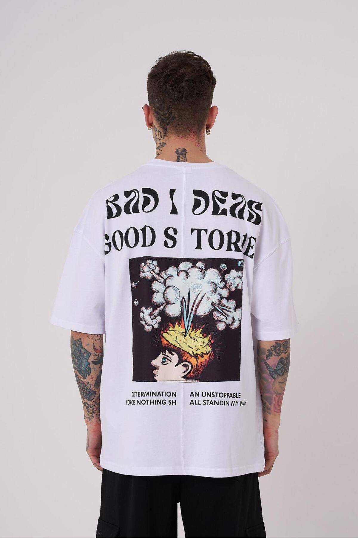 تیشرت سفید سایز بزرگ چاپ داستان های خوب مردانه