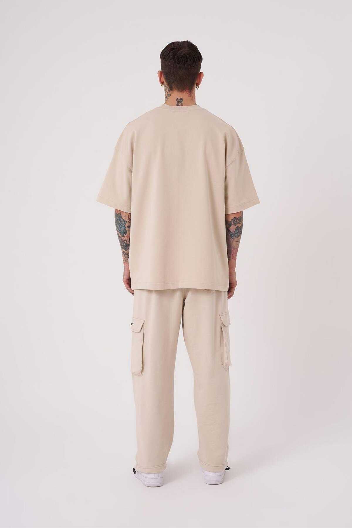 تیشرت اکرو سایز چاپی پچ گل مردانه