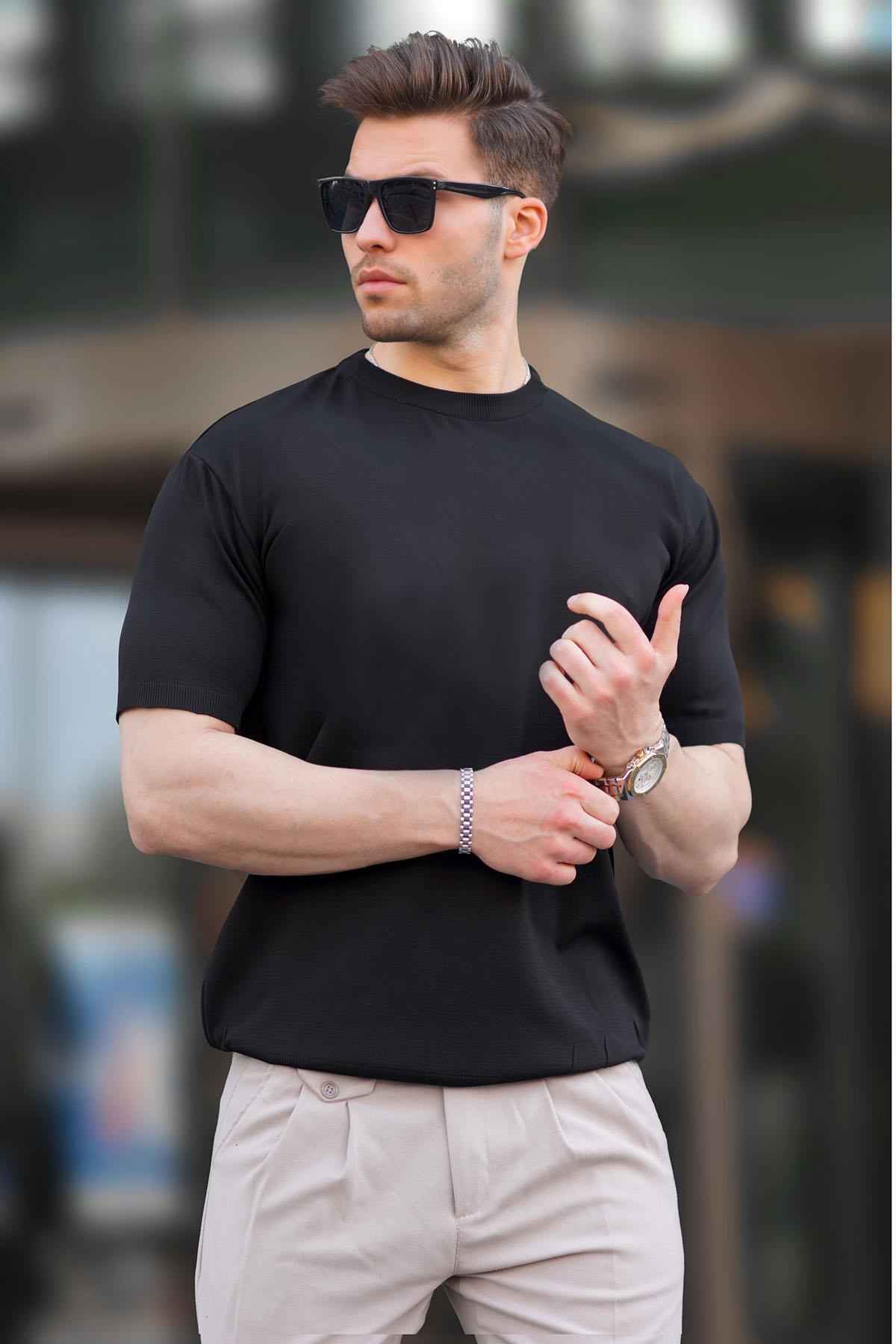 تیشرت مردانه یقه اصلی Black Crew