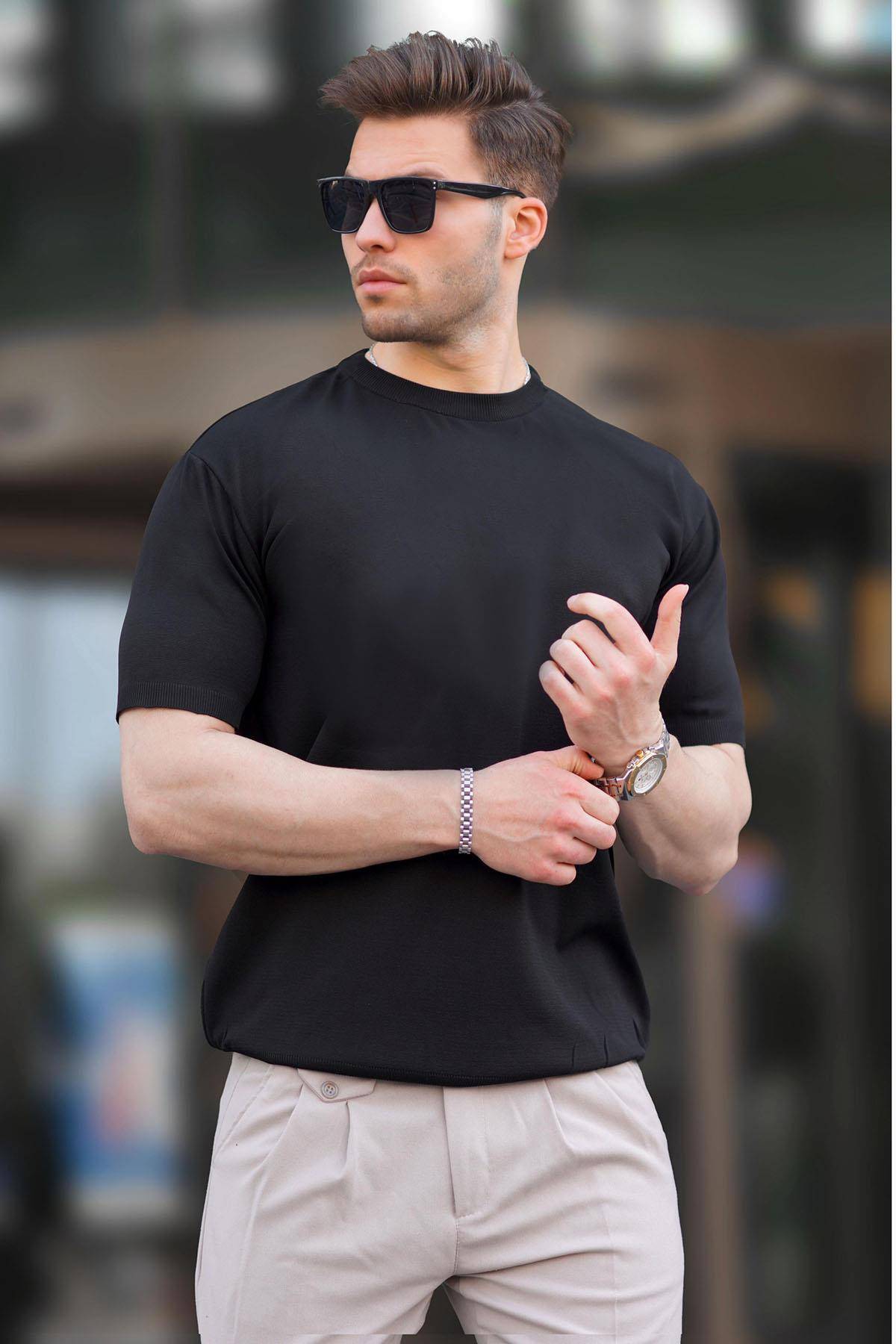 تیشرت مردانه یقه اصلی Black Crew