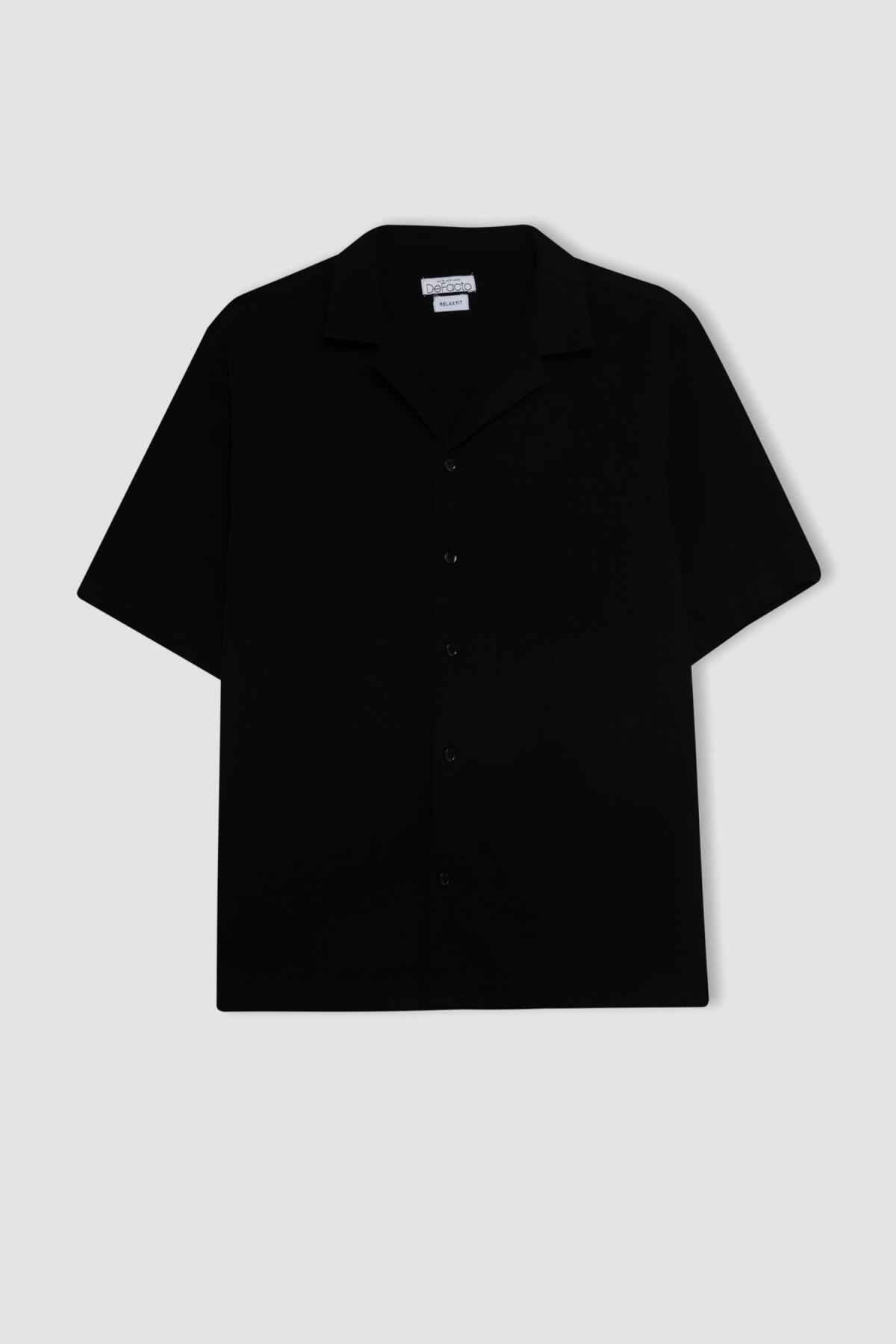 پیراهن آستین کوتاه نخی یقه پولو Relax Fit