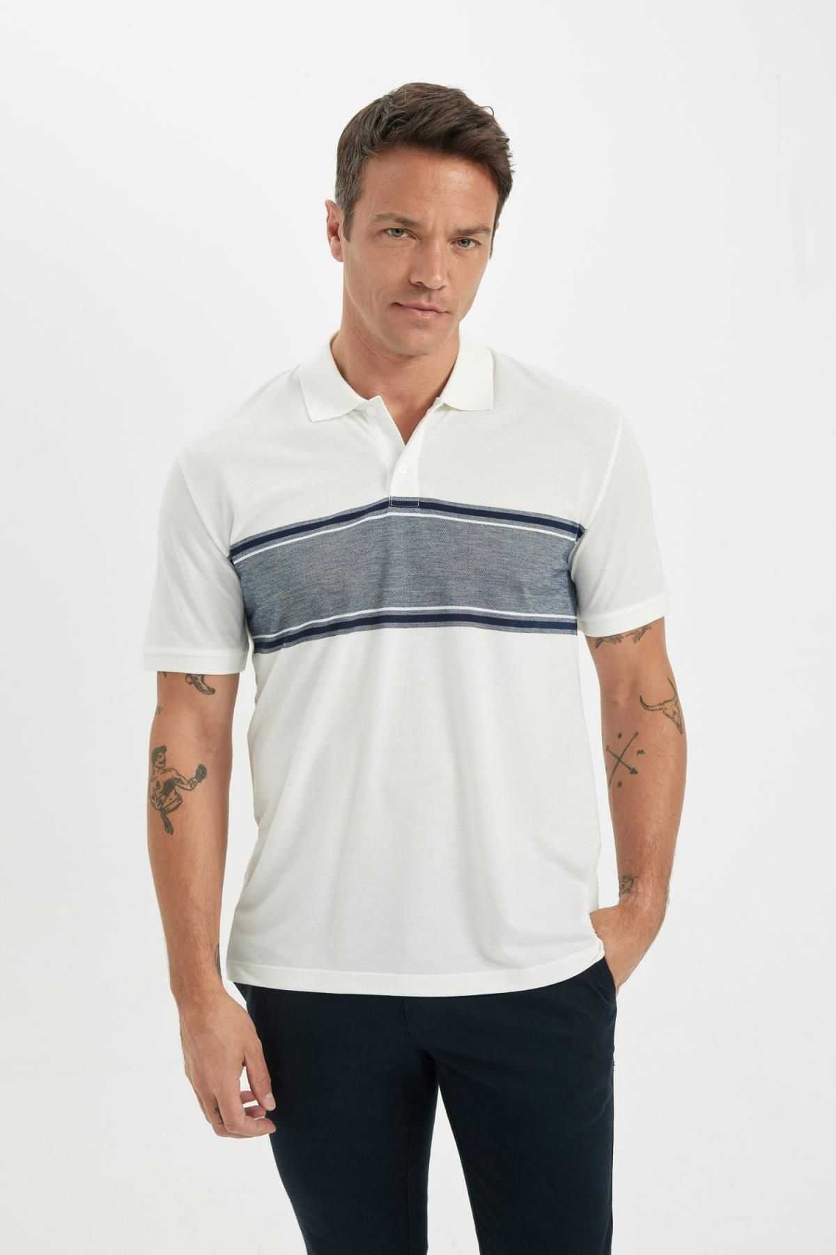 تیشرت یقه دار آستین کوتاه معمولی جدید