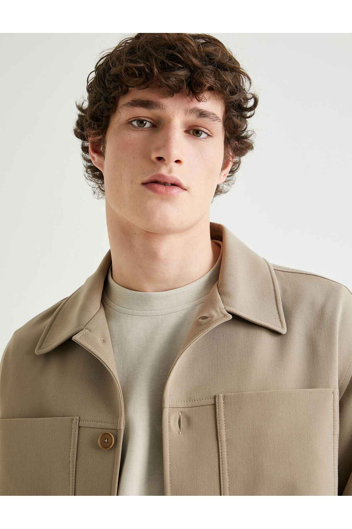 ژاکت پیراهن با جیب یقه کلاسیک دکمه دار