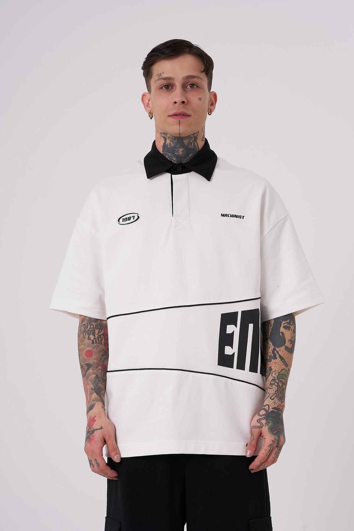 تیشرت قهوه ای یقه پولو چاپ بی پایان مردانه