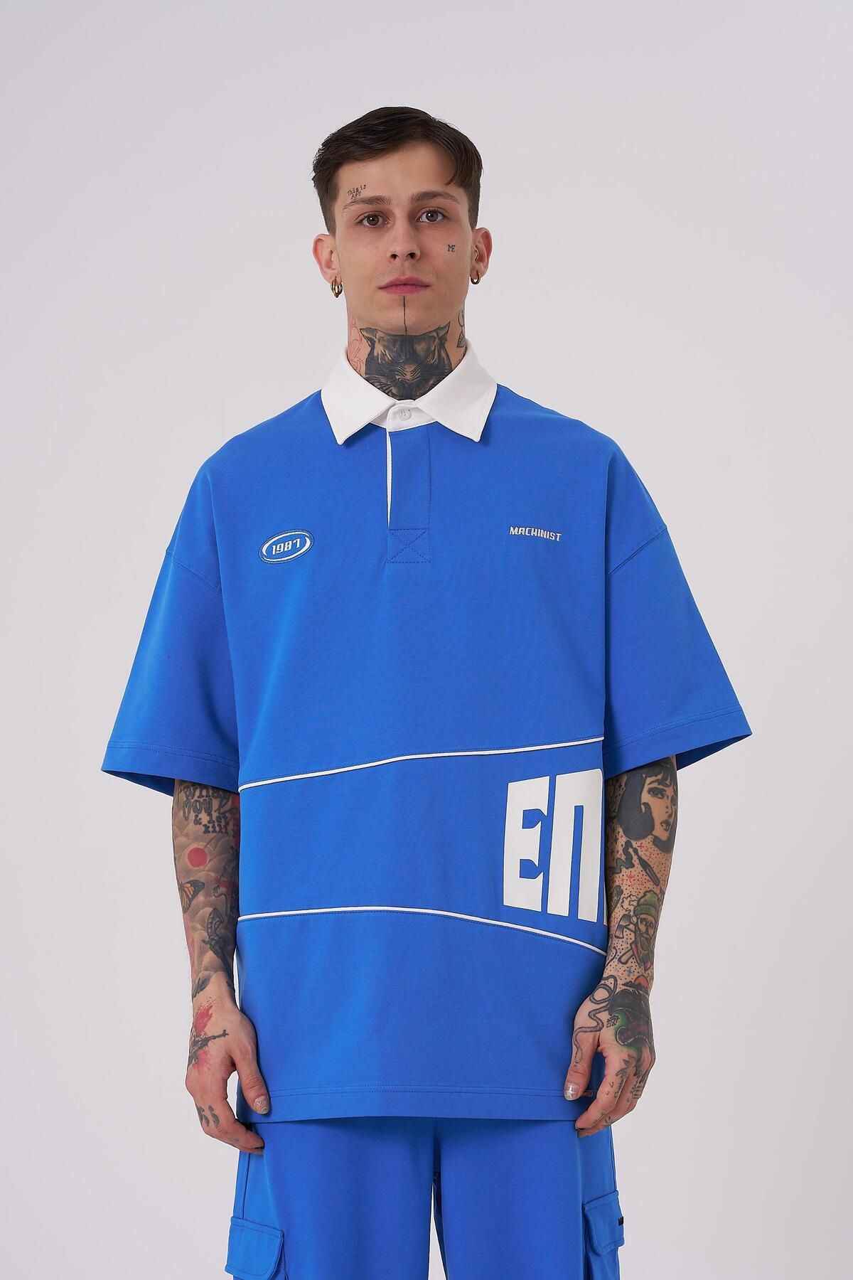 تیشرت قهوه ای یقه پولو چاپ بی پایان مردانه