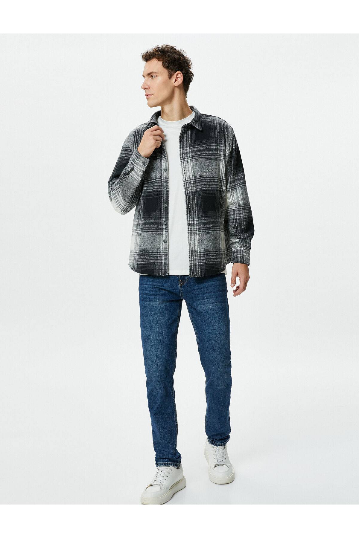 پیراهن یقه کلاسیک دکمه دار آستین بلند