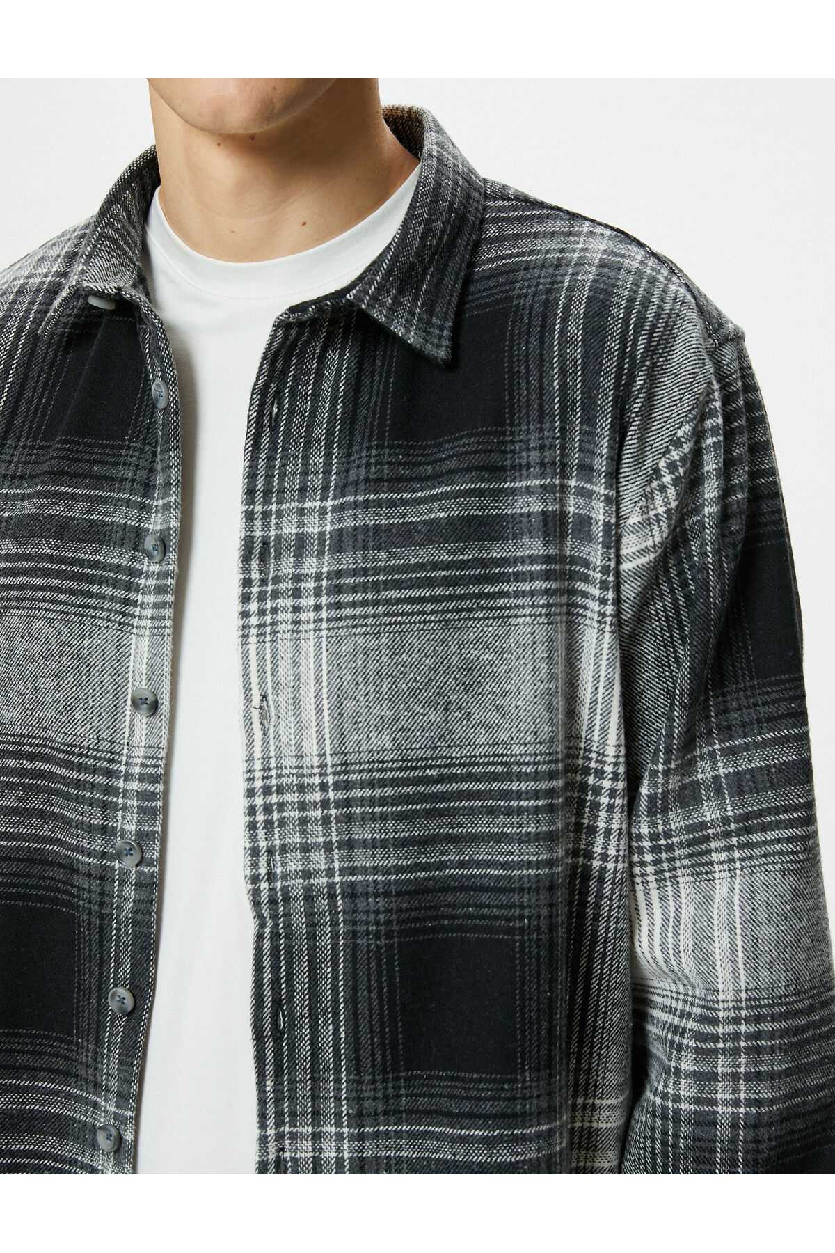 پیراهن یقه کلاسیک دکمه دار آستین بلند