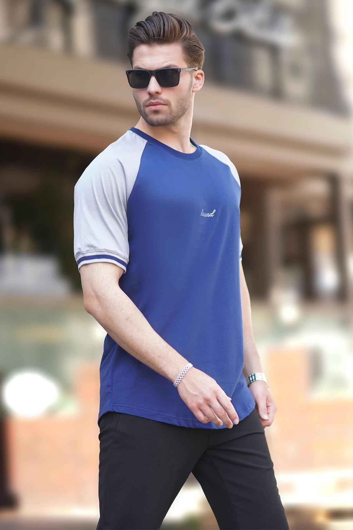 تیشرت مردانه آستین کوتاه یقه خدمه مشکی با جزئیات گلدوزی