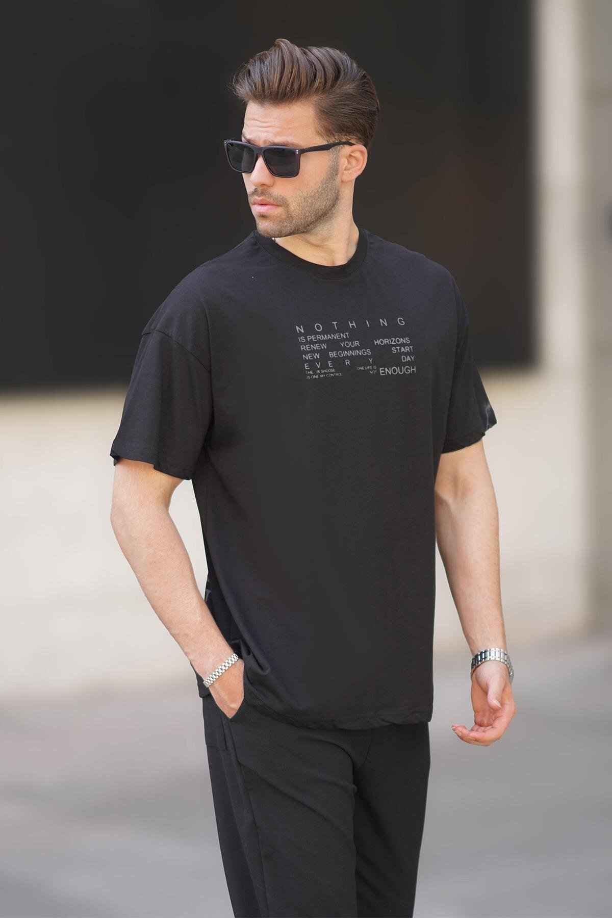 تیشرت مردانه آستین کوتاه چاپی یقه اورفیت بژ