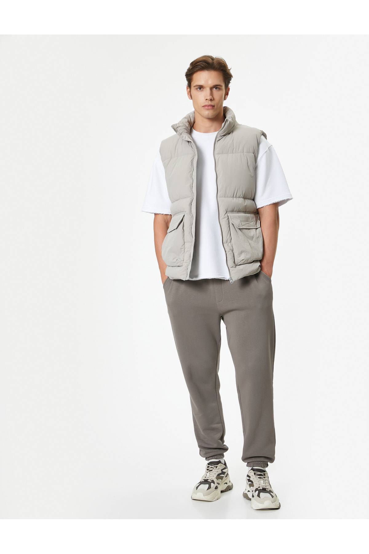 شلوار ورزشی Jogger با دور کمر توری و جزئیات جیب