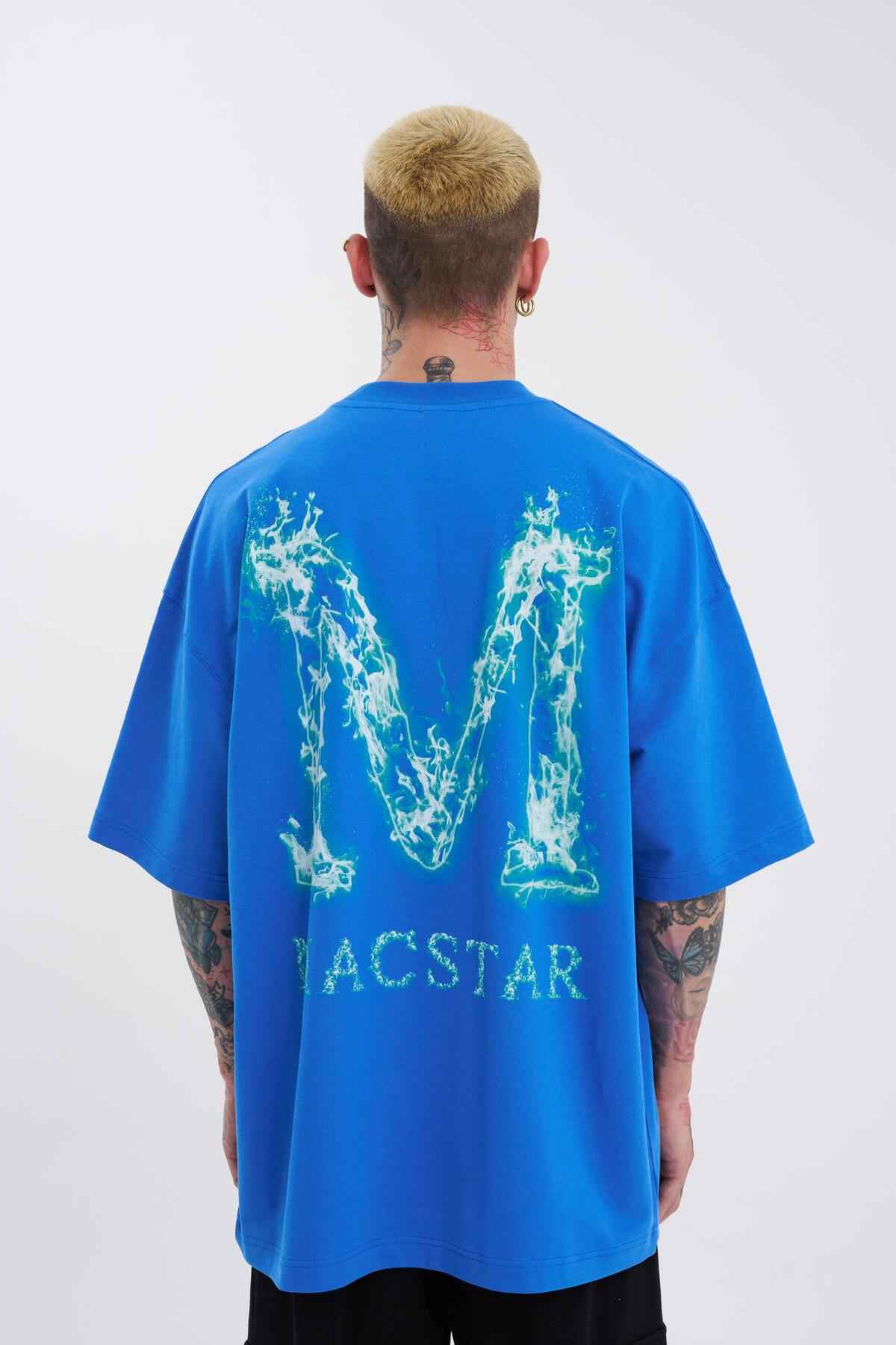 تیشرت مردانه دودی Macstar چاپ شده در سایز بزرگ اکرو