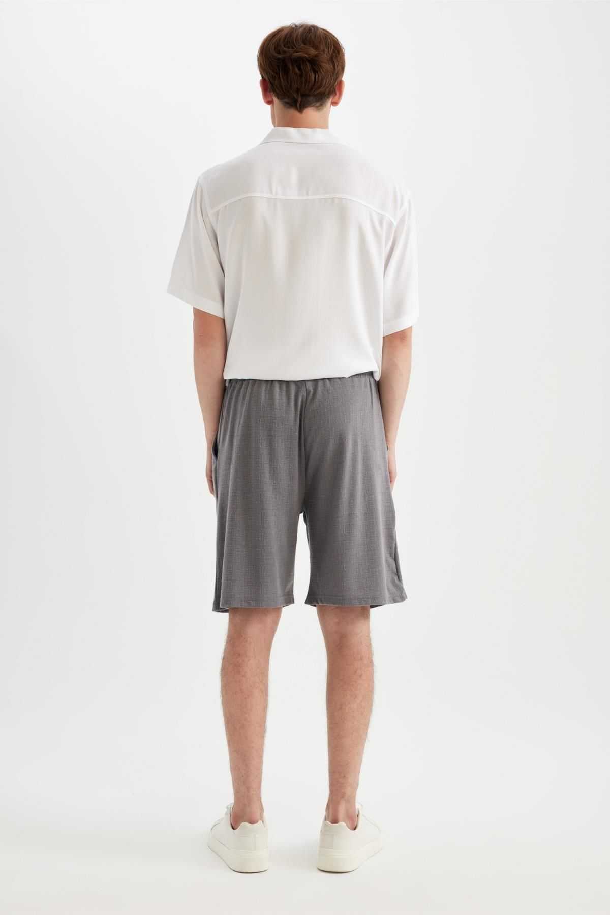 شلوارک برمودا نخی شانه دار Relax Fit