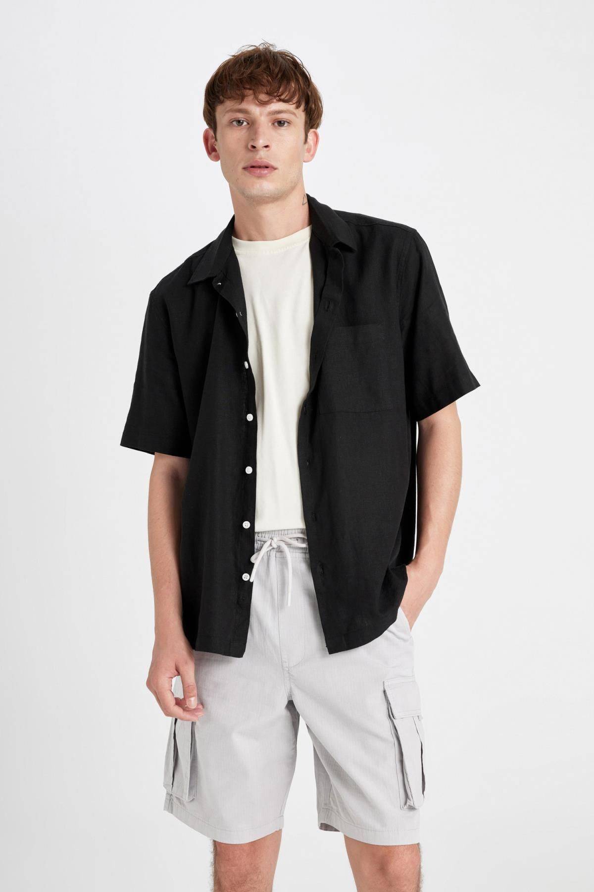 شلوارک شلوارک برمودا گاباردین با پای راست Relax Fit C5400ax24sm