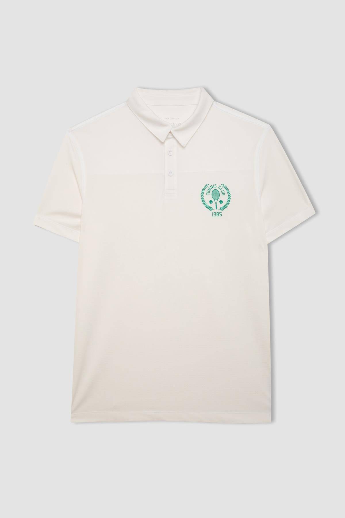 تیشرت آستین کوتاه پارچه ای چوگان سنگین با چاپ استاندارد DeFactoFit