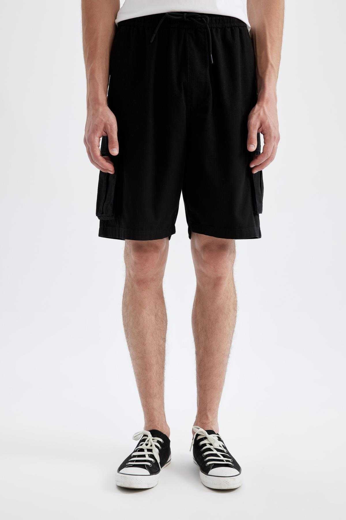 شلوارک شلوارک برمودا گاباردین با پای راست Relax Fit C5400ax24sm