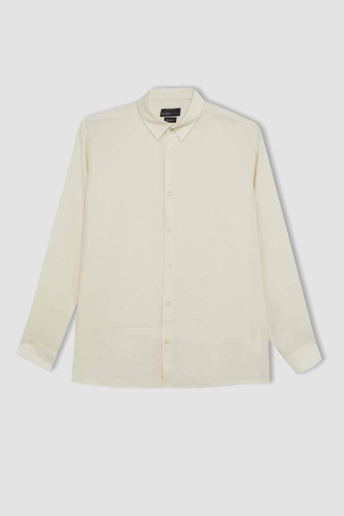 پیراهن آستین بلند یقه پوپلین Relax Fit