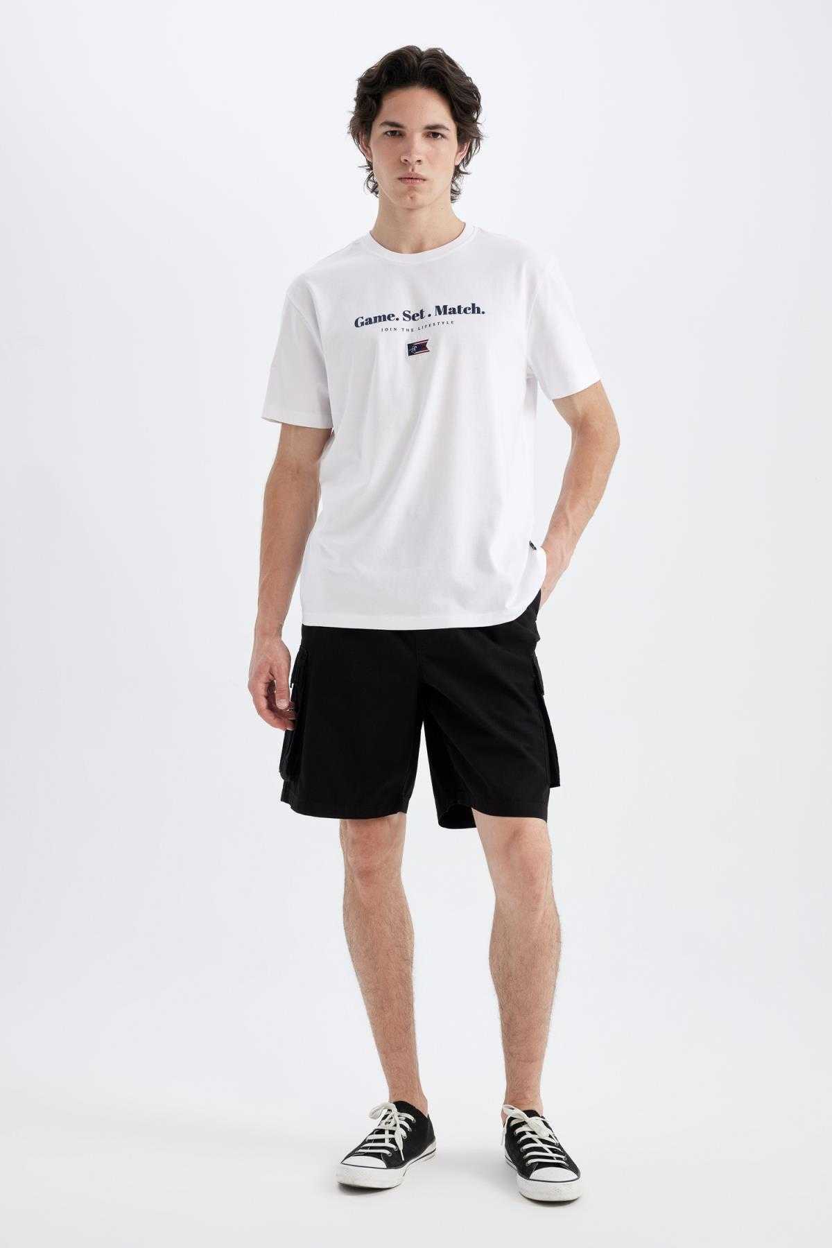 شلوارک شلوارک برمودا گاباردین با پای راست Relax Fit C5400ax24sm